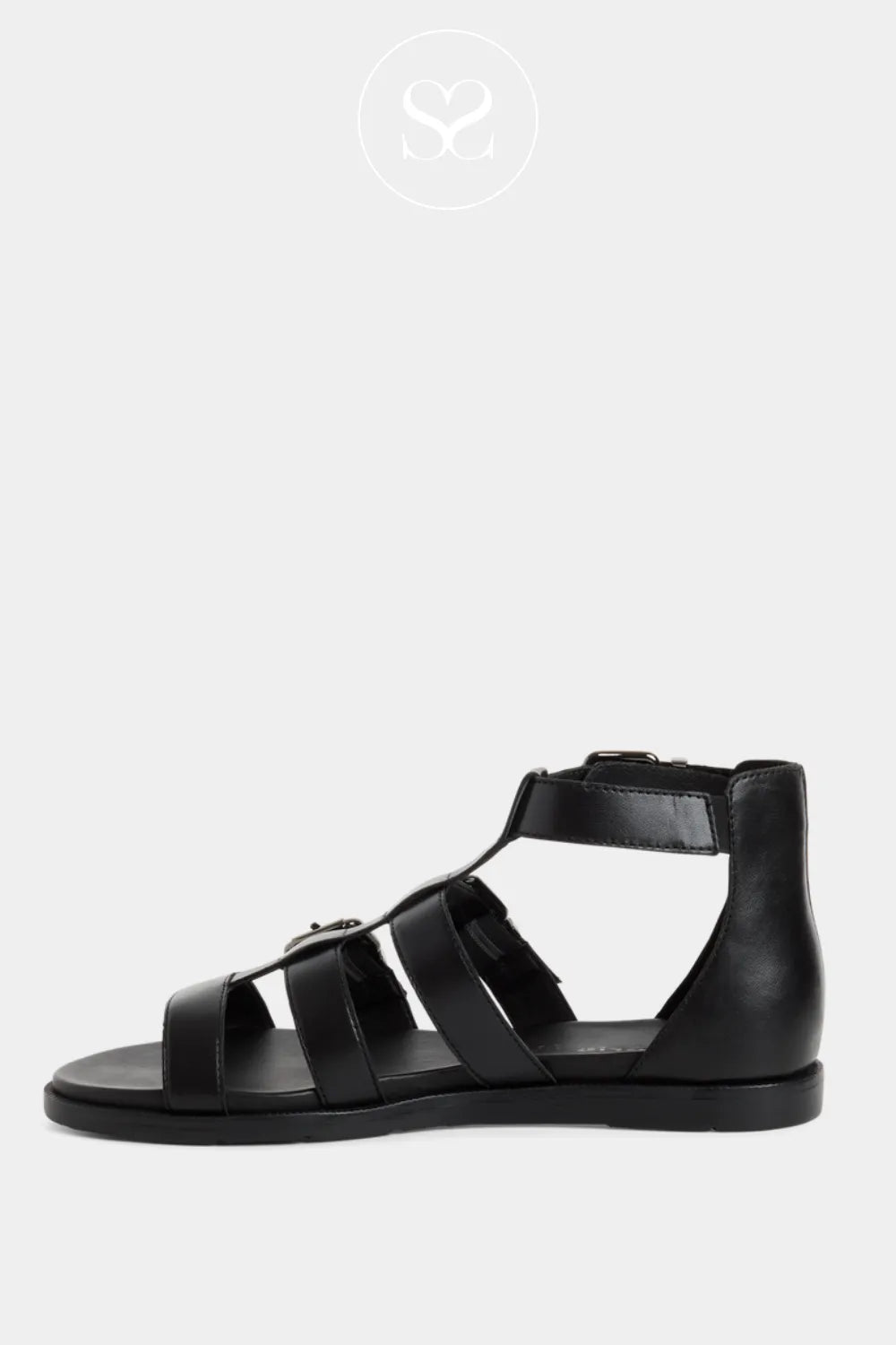 Tamaris Black Flat Gladiator Sandals -1-28125-46
