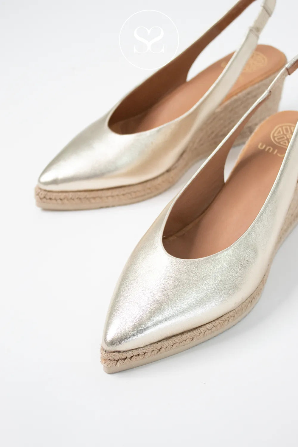 Unisa Gold Slingback Wedge Espadrilles -Decia wedges with cushioned sole for all day comfort