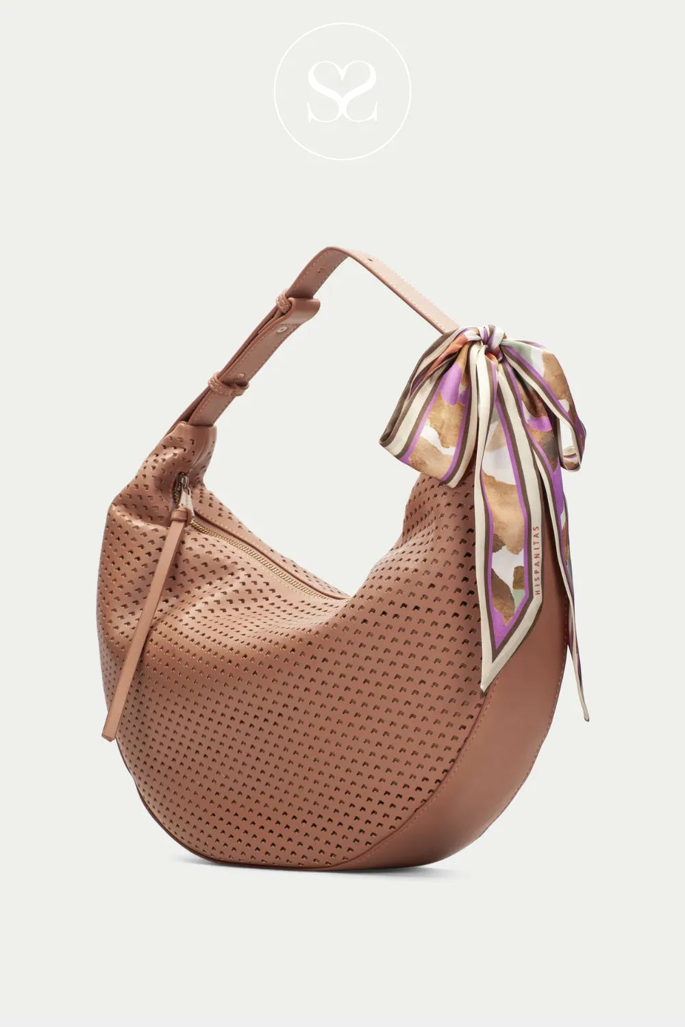 Hispanitas Tan Shoulder Bag - BV26540 Practical crescent shape and adjustable strap