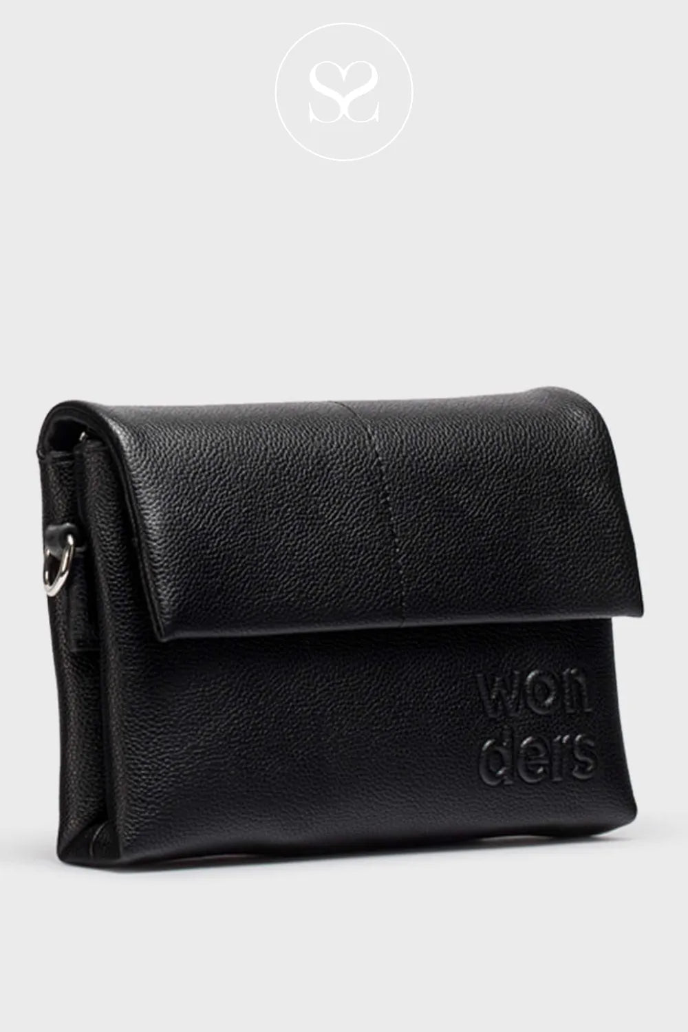 WONDERS WB-54020 black crossbody bag with Magnetic popper closure for quick and secure access