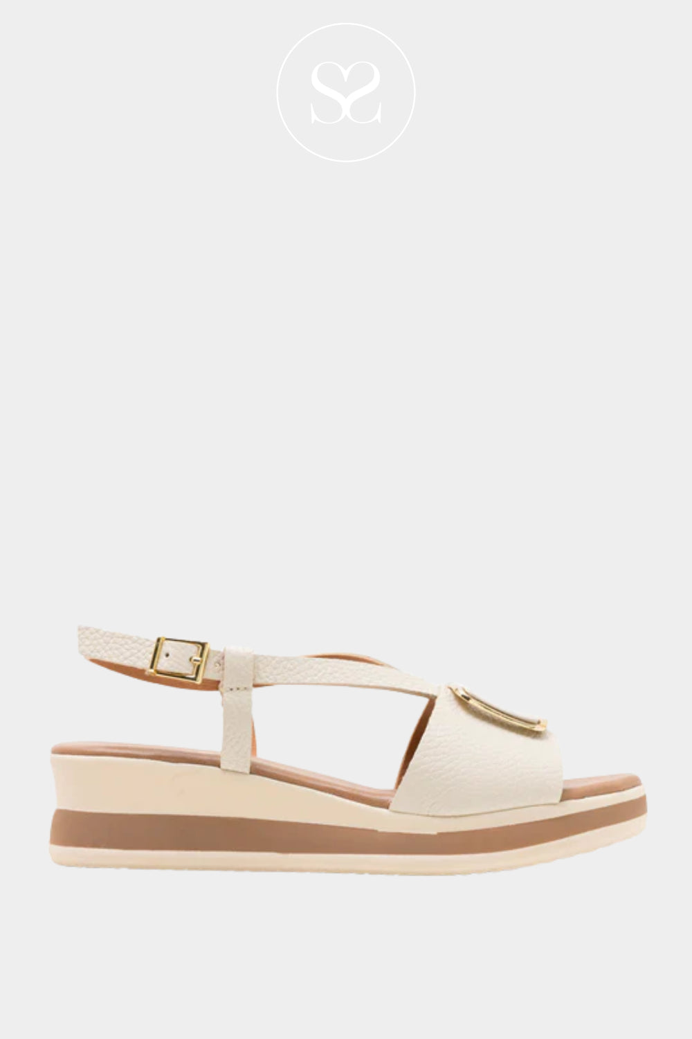 Oh My Sandals Cream Low Wedge Sandals 6045