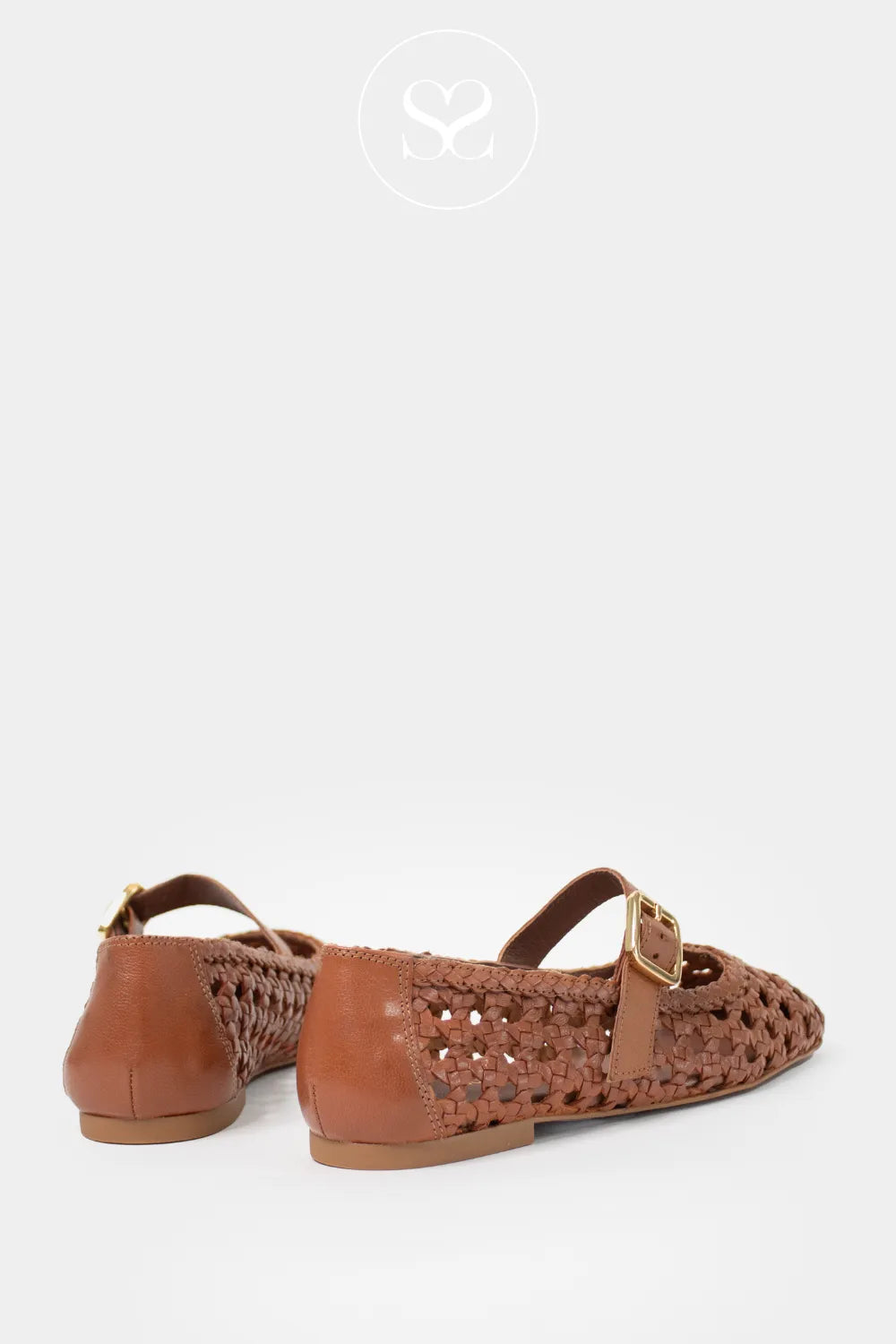 Unisa Tan Braided Leather Mary Jane Pumps-Balza lightweight shoes with adjustable strap
