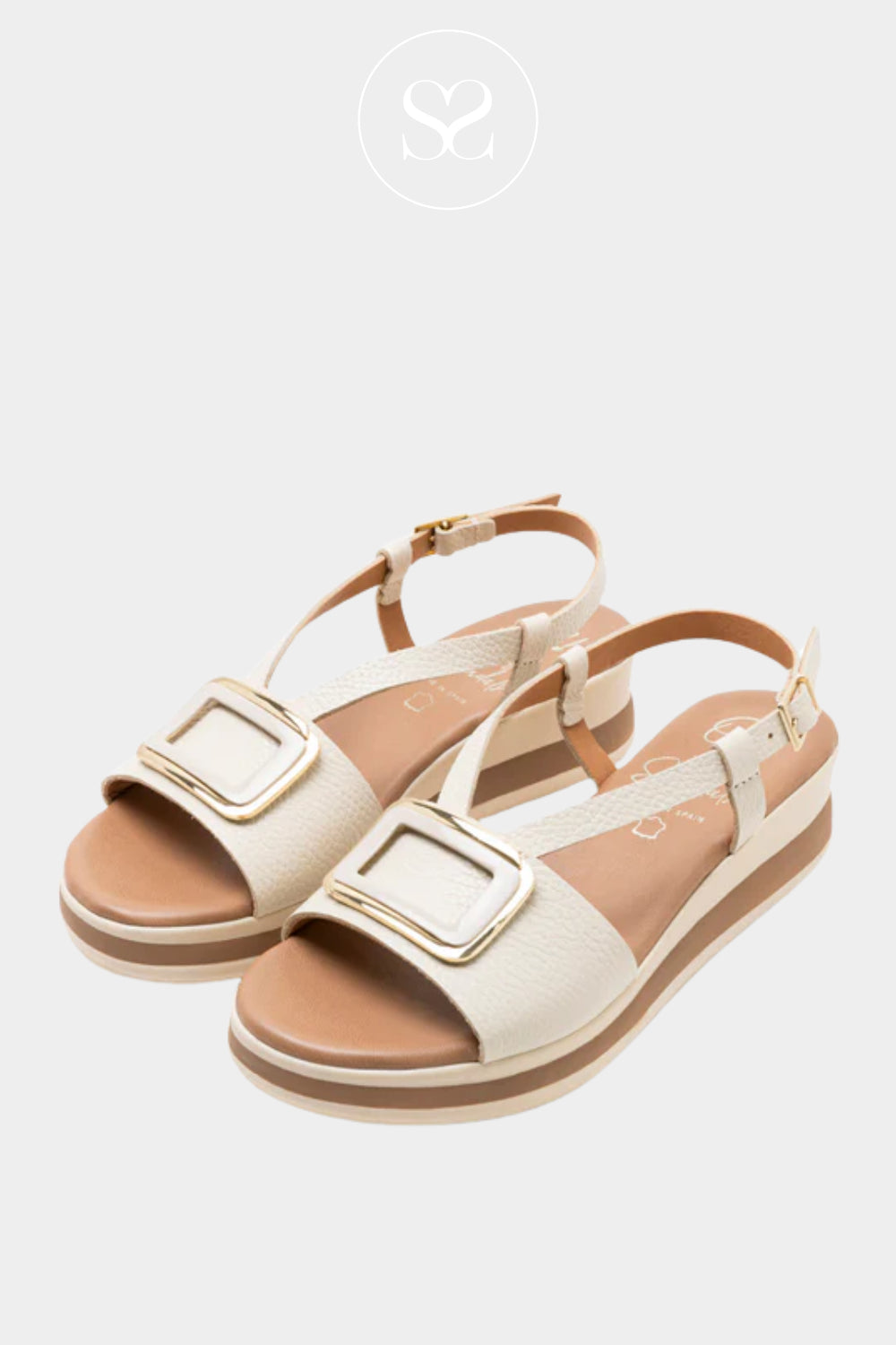 Oh My Sandals Cream Low Wedge Sandals 6045