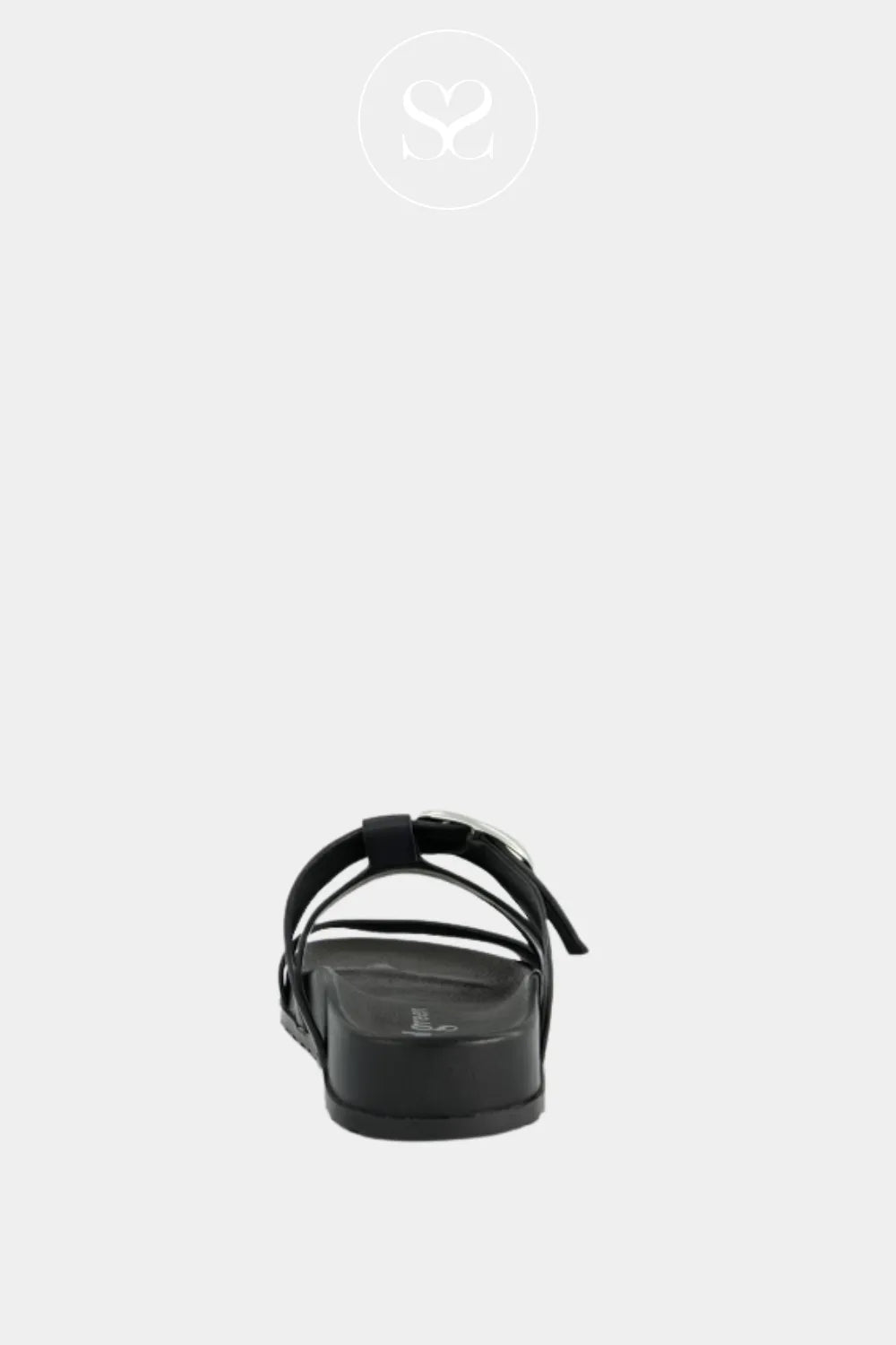Paul Green 6171 Black Leather Slider Sandals Ireland