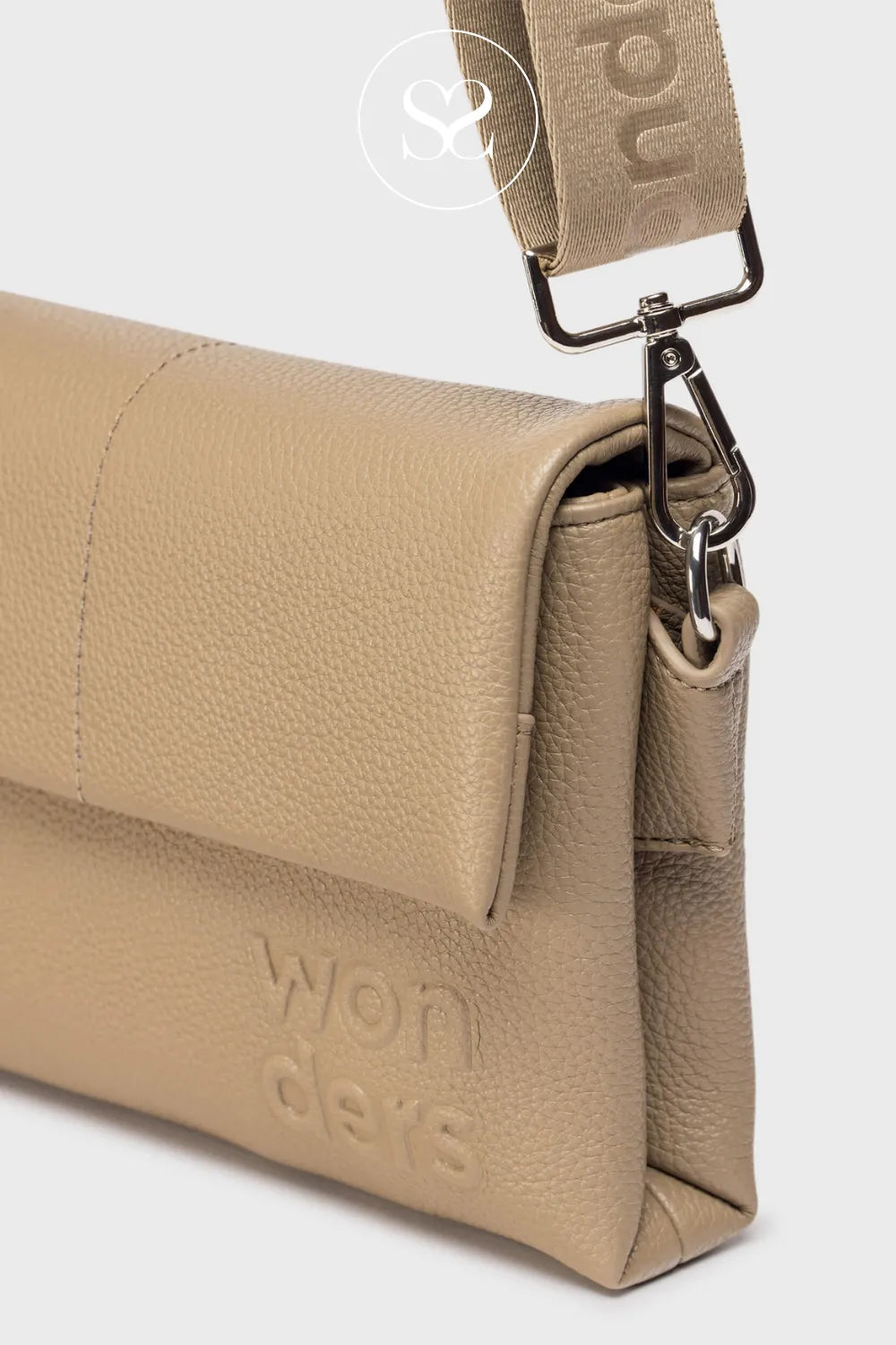 WONDERS WB-54020 taupe crossbody bag with Magnetic popper closure for quick and secure access