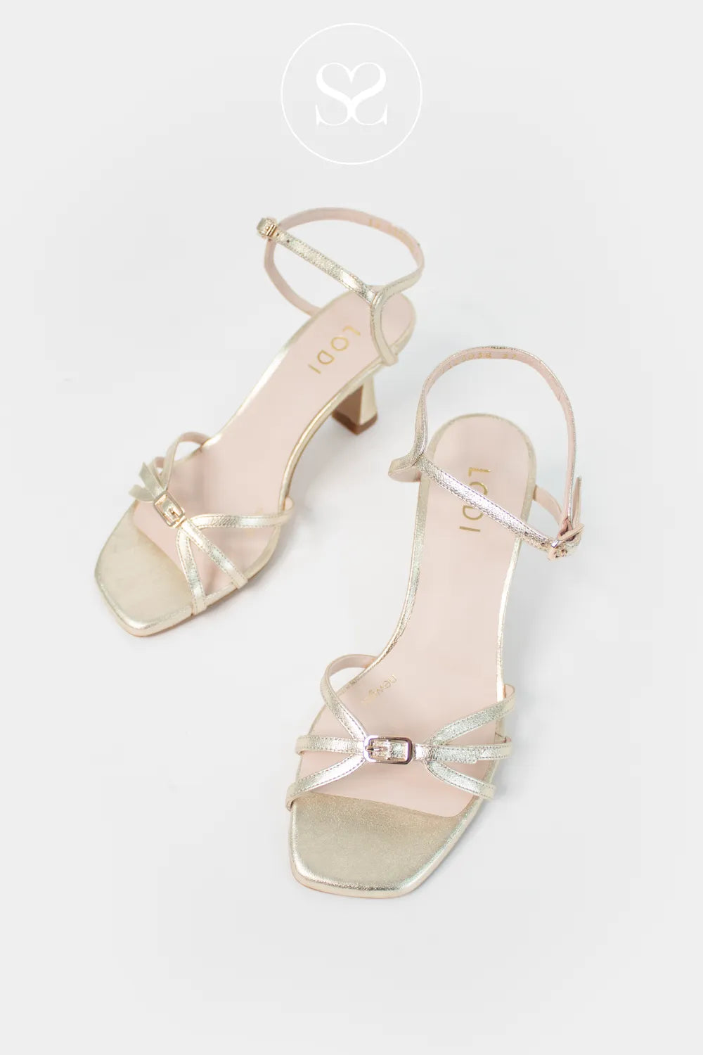 LODI Gold Sandals - LUKI Flared court heel giving chic height with lasting comfort