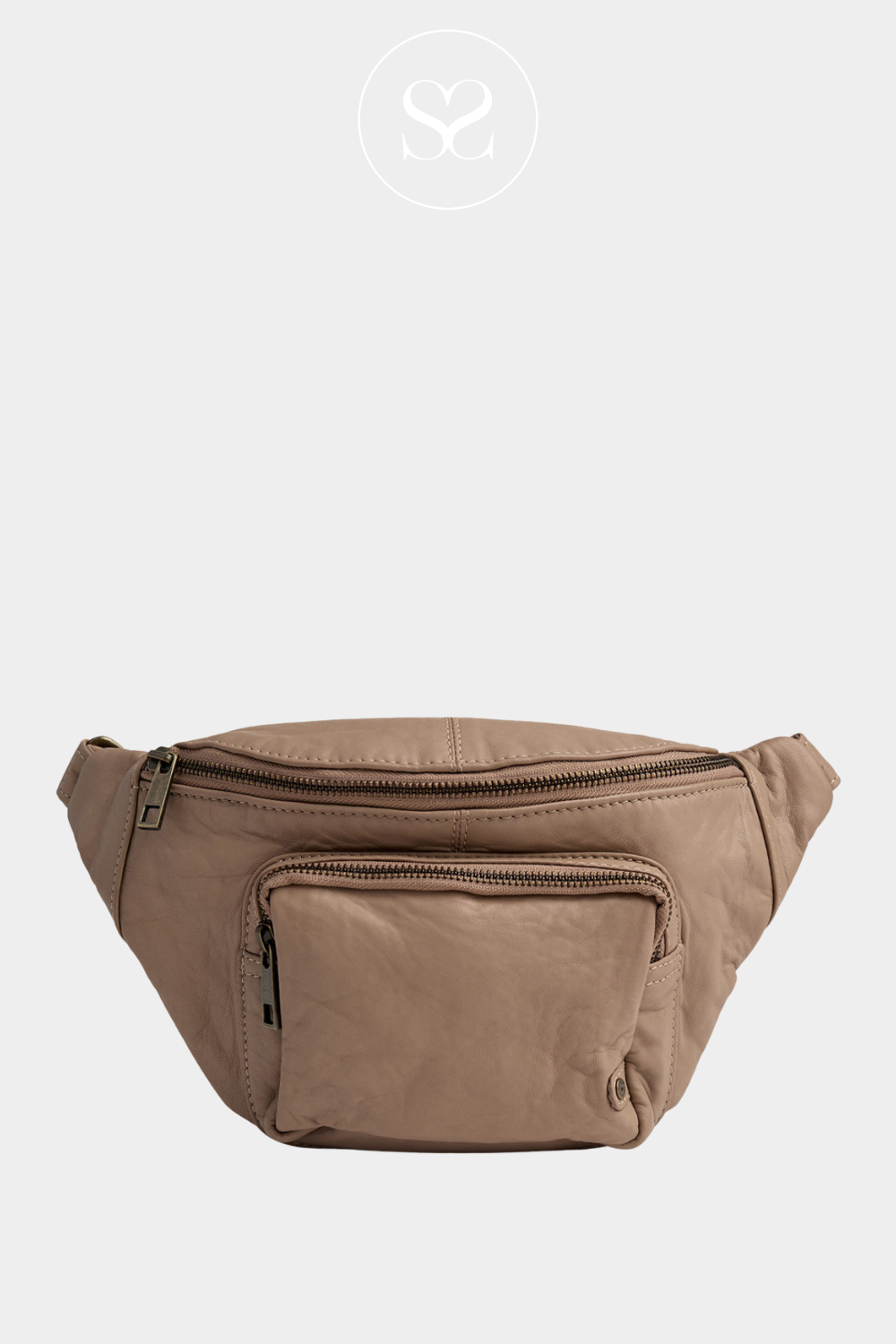 DEPECHE 13396 LATTE LEATHER CROSSBODY BUMBAG