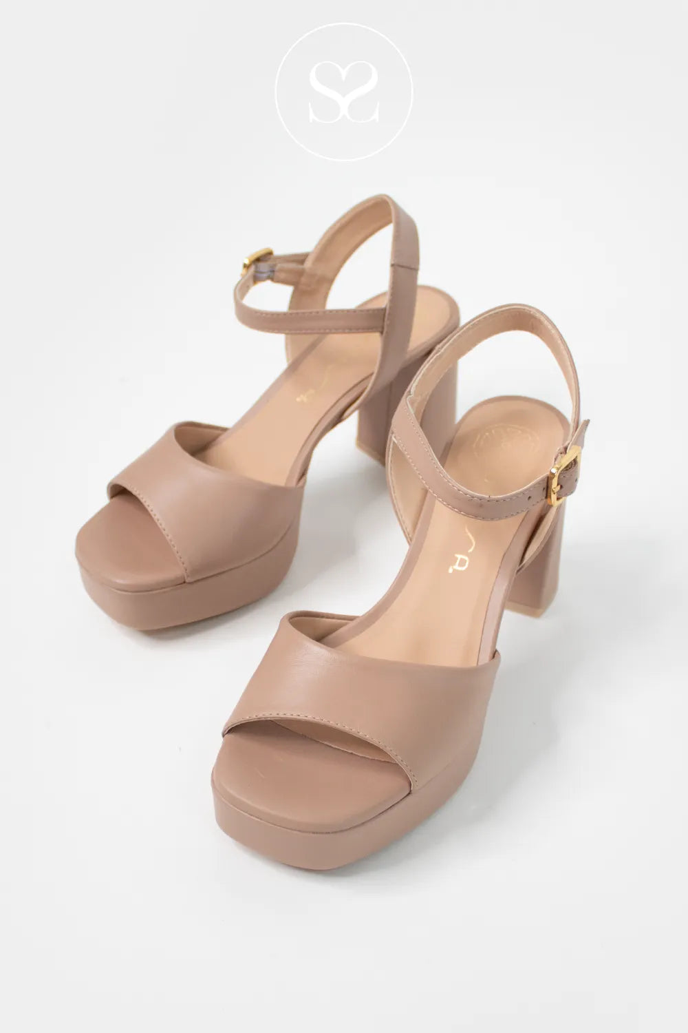 Unisa Nude Platform Block Heeled Sandals- Odran