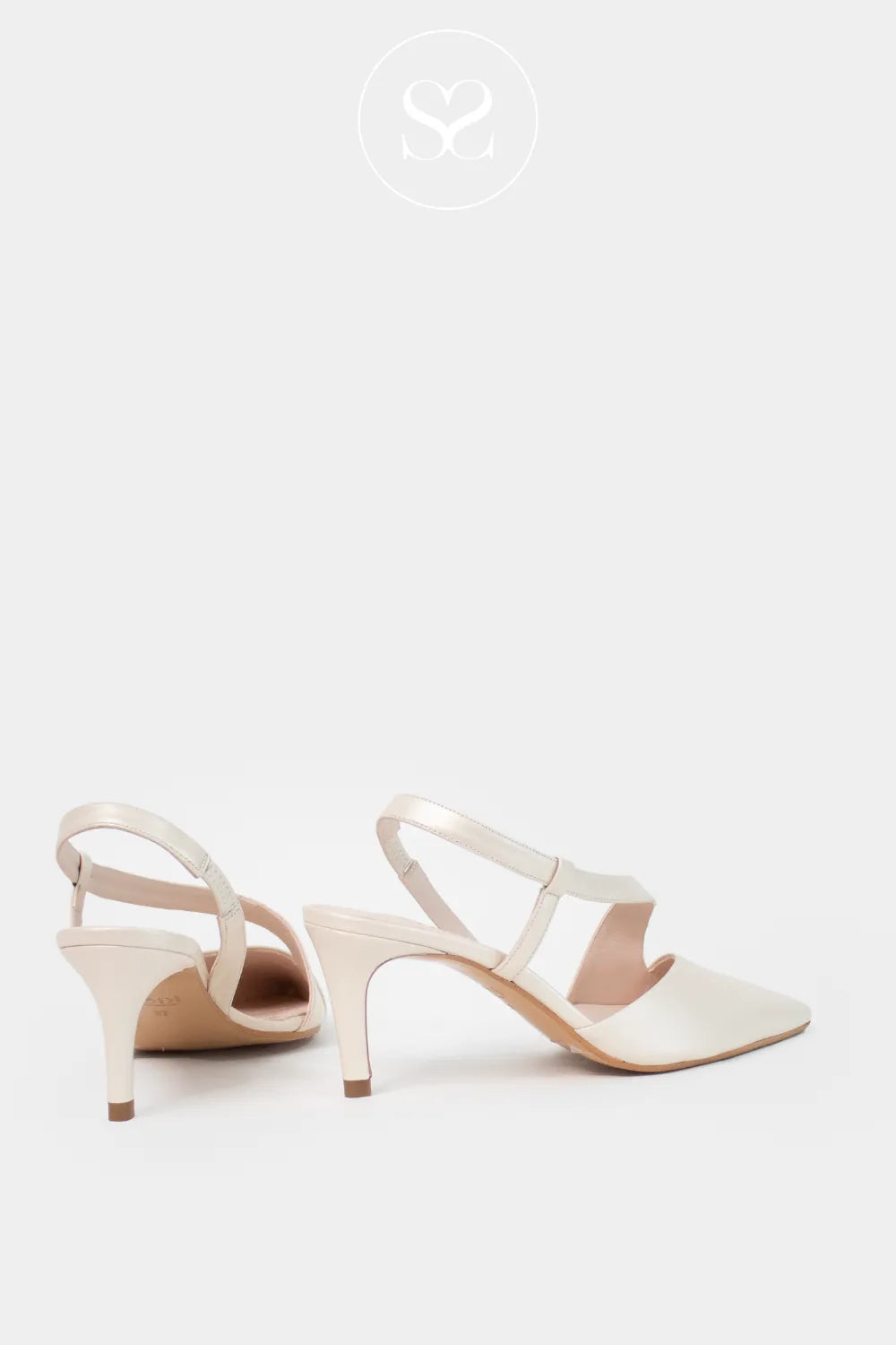 LODI Champagne Pointed Toe Heels - NALTOM with stretchable back ankle strap for a flexible, secure fit