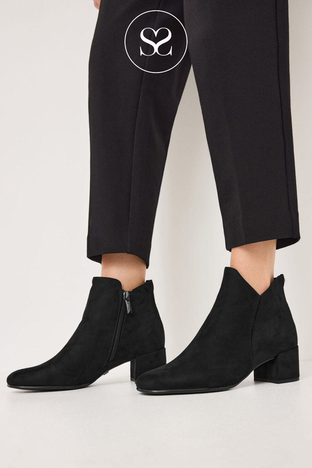 Black Suede Ankle Boots with a Zip Closure for Women In Ireland