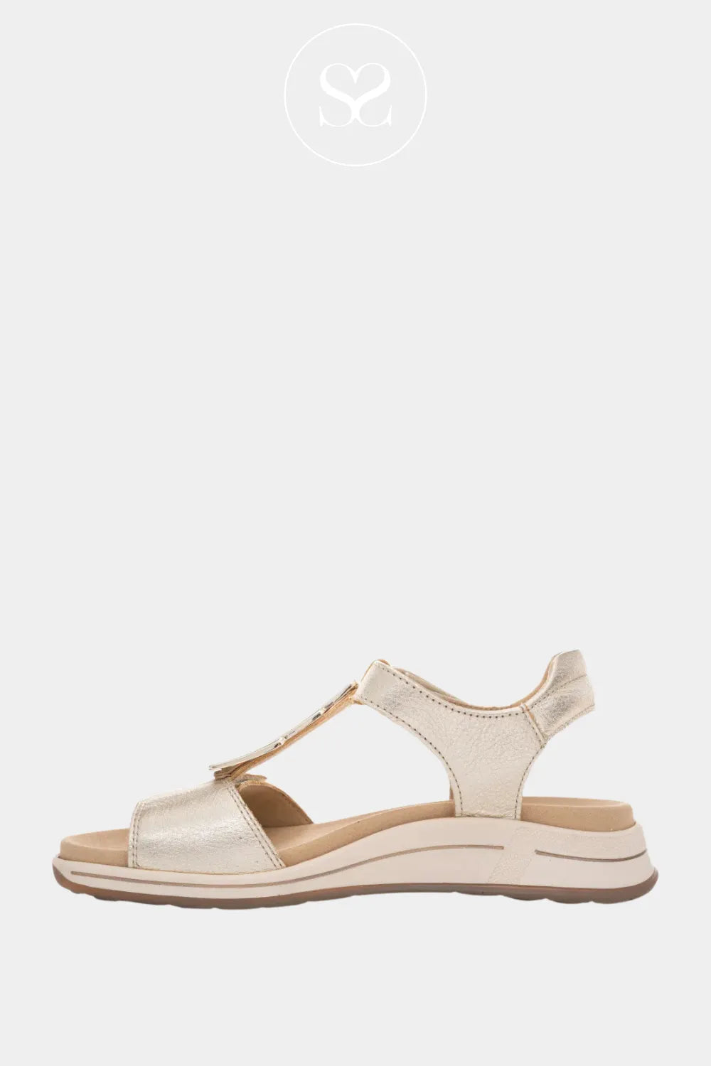 Ara gold Walking Sandals 1234804 Double Velcro straps for a secure, adjustable fit.