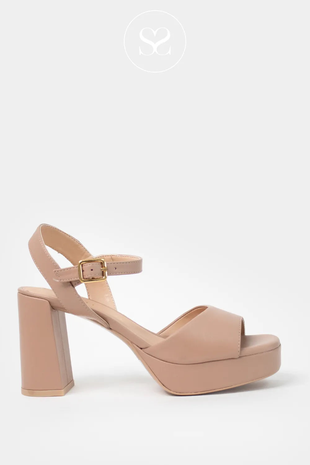 Unisa Nude Platform Block Heeled Sandals- Odran