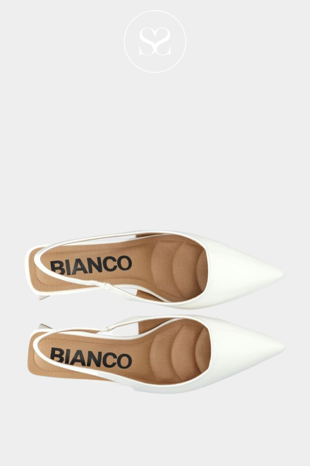 High block heels. Off-white summer occasion heels with triangular block heel and elasticated slingback. gel cushioned insole for comfort.