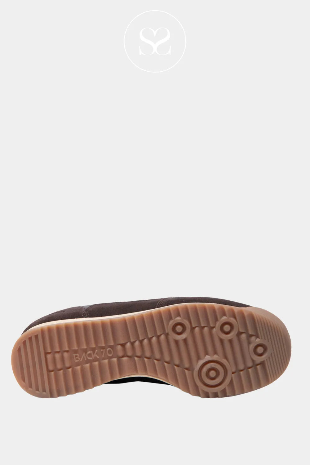 BACK70 BROWN LEATHER RETRO TRAINERS JOGGER FOR WOMEN WITH GUM SOLE