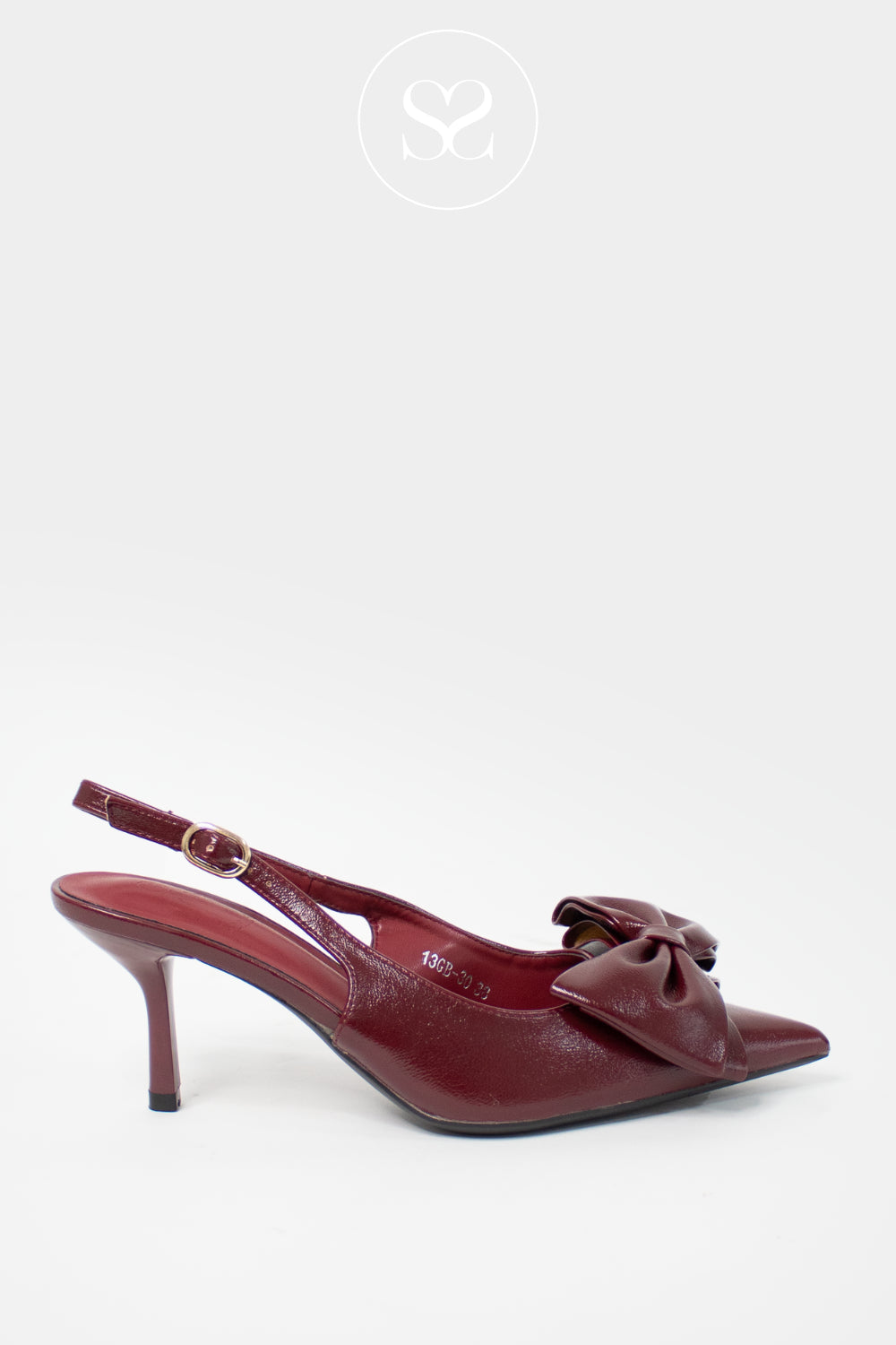 SHENEIL BURGUNDY SLINGBACK KITTEN HEELS - 13GB-30