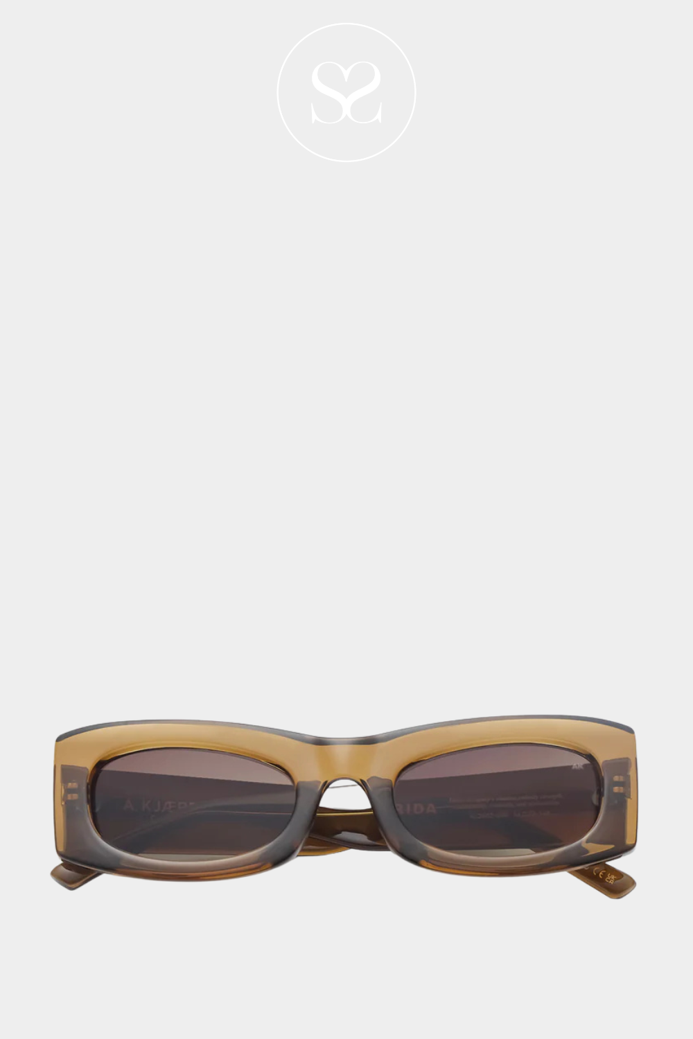 AKJAEREDE FRIDA SMOKE TRANSPARENT RECTANGULAR SHAPED LENSE SUNGLASSES