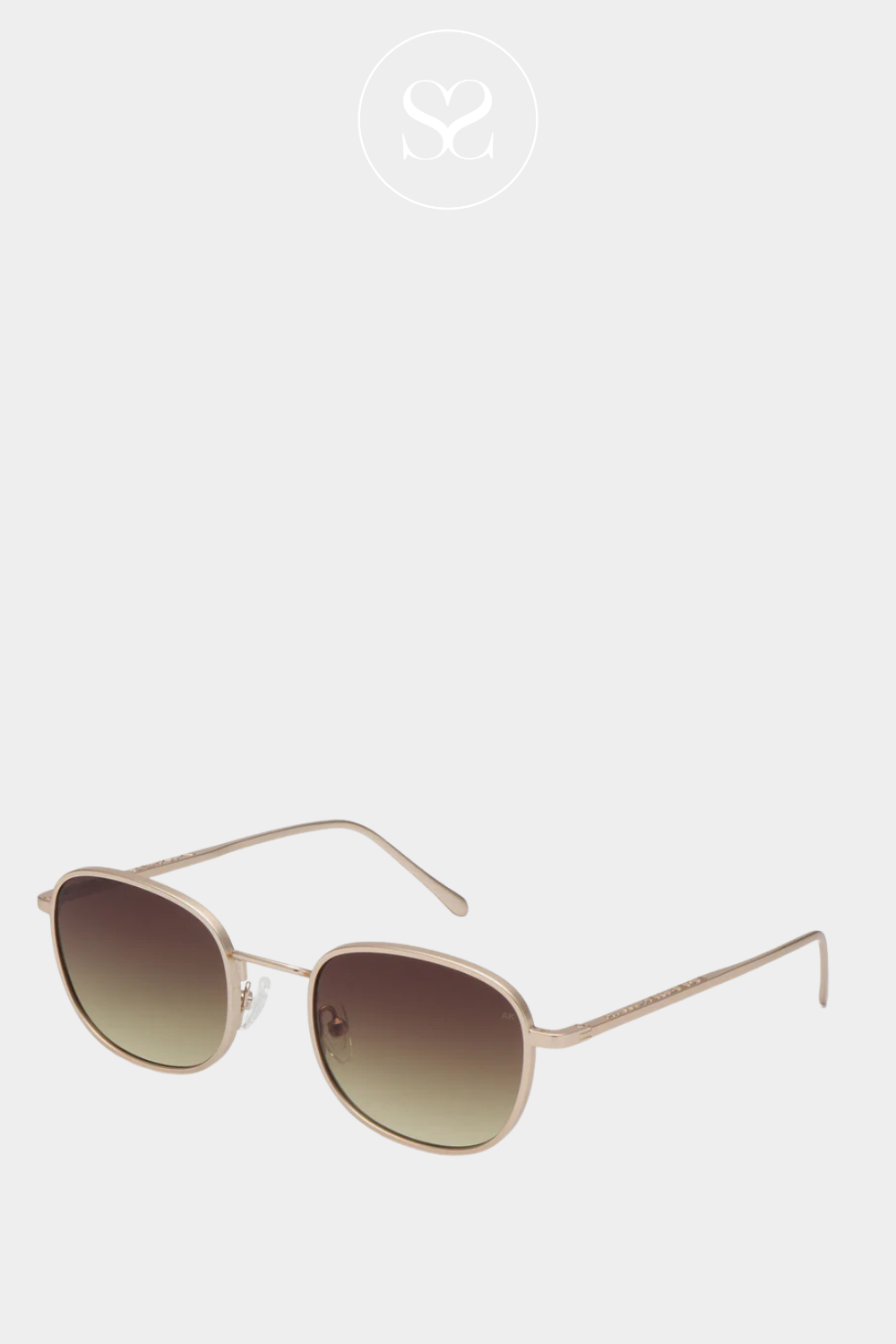 AKJAERBEDE ELLO MATTE GOLD SQUARE LENSE SUNGLASSES