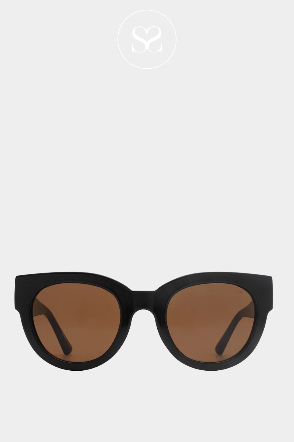 AKJAERBEDE LILLY BLACK ROUNDED LENSE SUNGLASSES