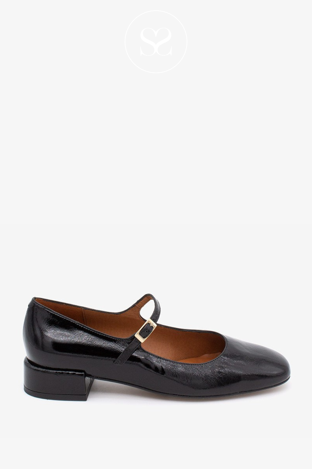 ANGEL ALARCON BLACK PATENT MARY-JANE PUMPS - 24515