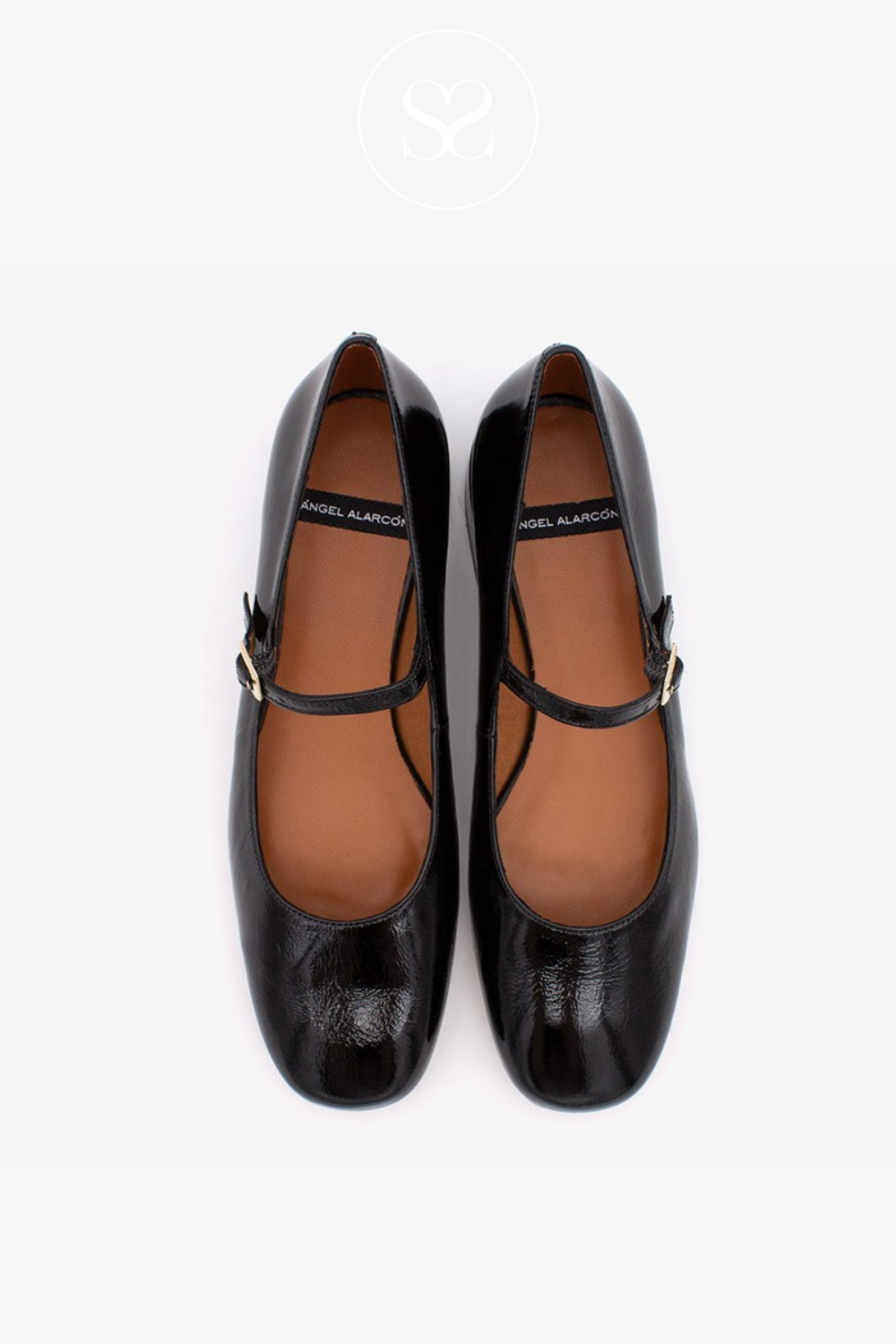ANGEL ALARCON BLACK PATENT MARY-JANE PUMPS - 24515