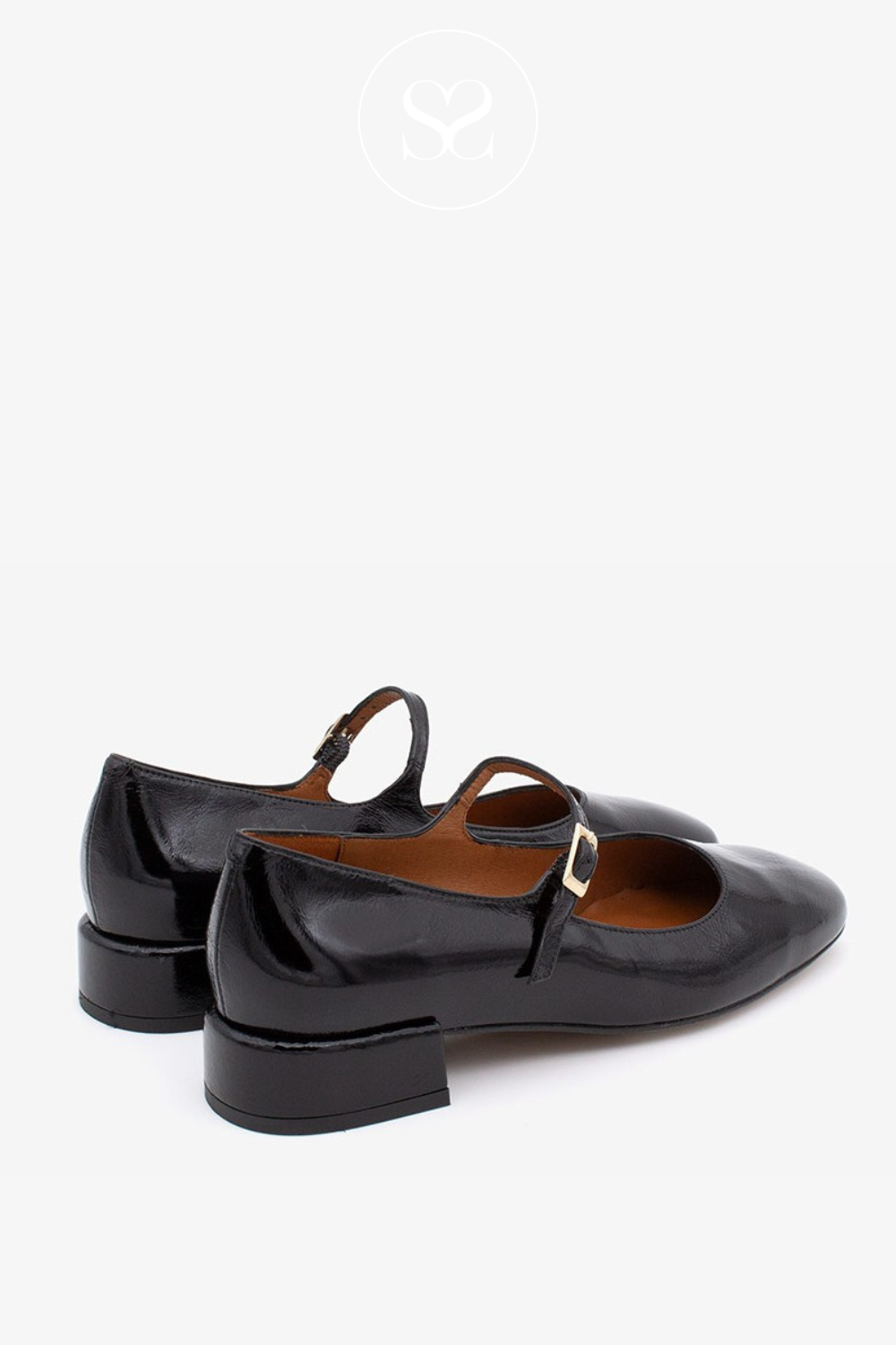 ANGEL ALARCON BLACK PATENT MARY-JANE PUMPS - 24515