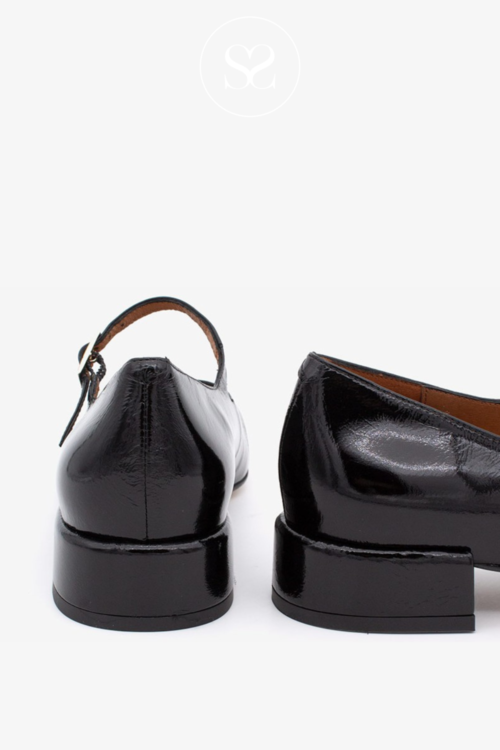 ANGEL ALARCON BLACK PATENT MARY-JANE PUMPS - 24515