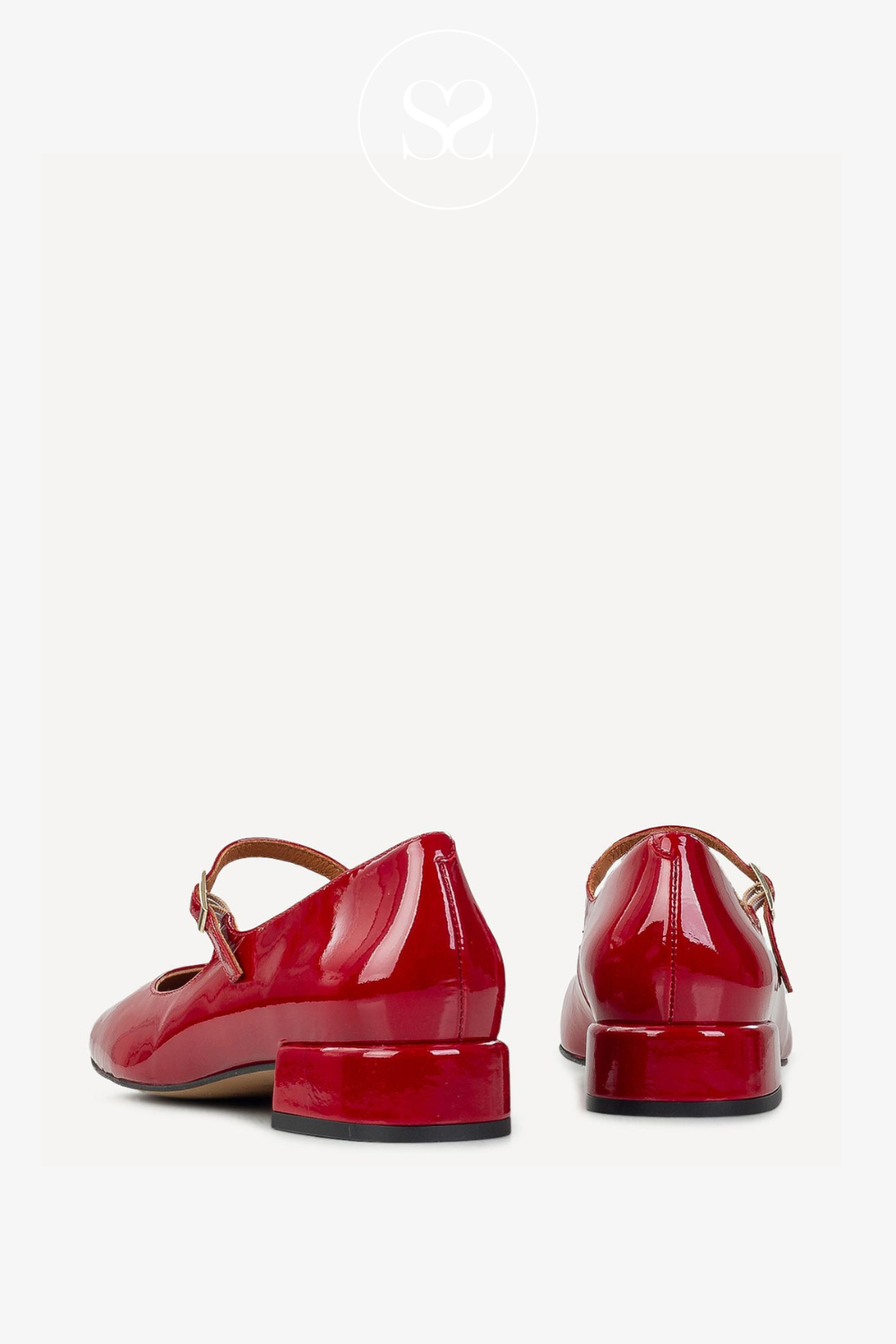 ANGEL ALARCON RED PATENT MARYJANE PUMPS - 24515
