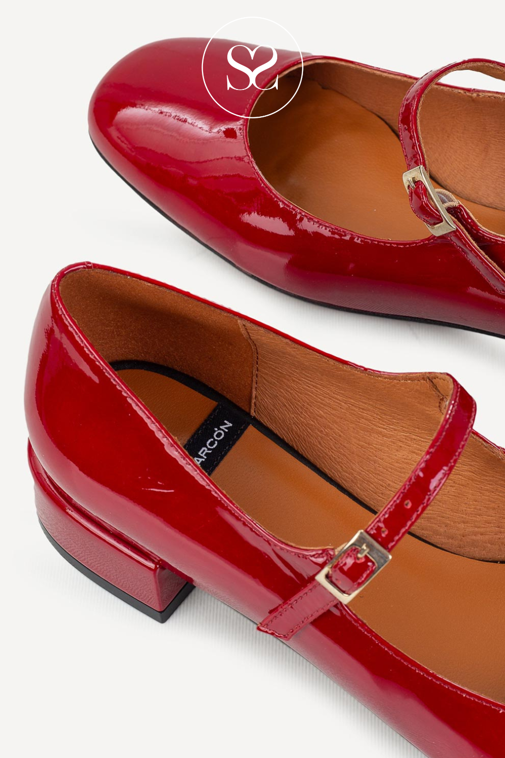 ANGEL ALARCON RED PATENT MARYJANE PUMPS - 24515