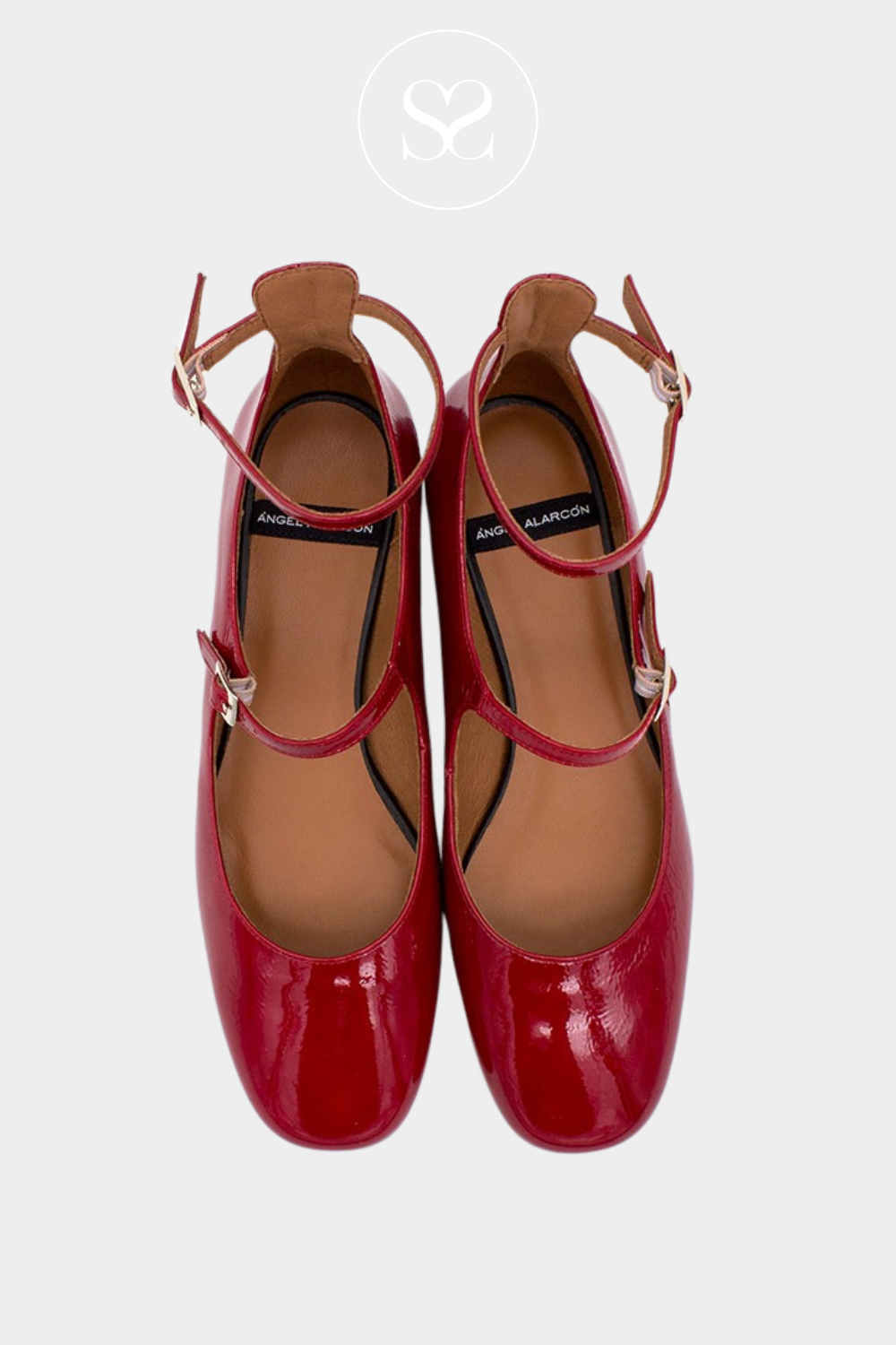 ANGEL ALARCON 24516-610A RED PATENT DOUBLE STRAP BLOCK HEEL