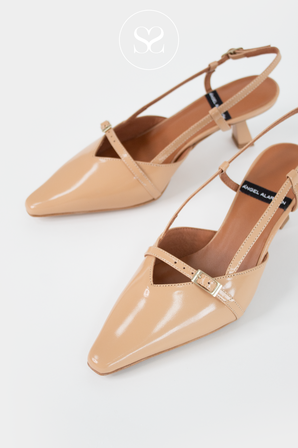 ANGEL ALARCON KARINE - BEIGE SLINGBACK POINTED KITTEN HEELS