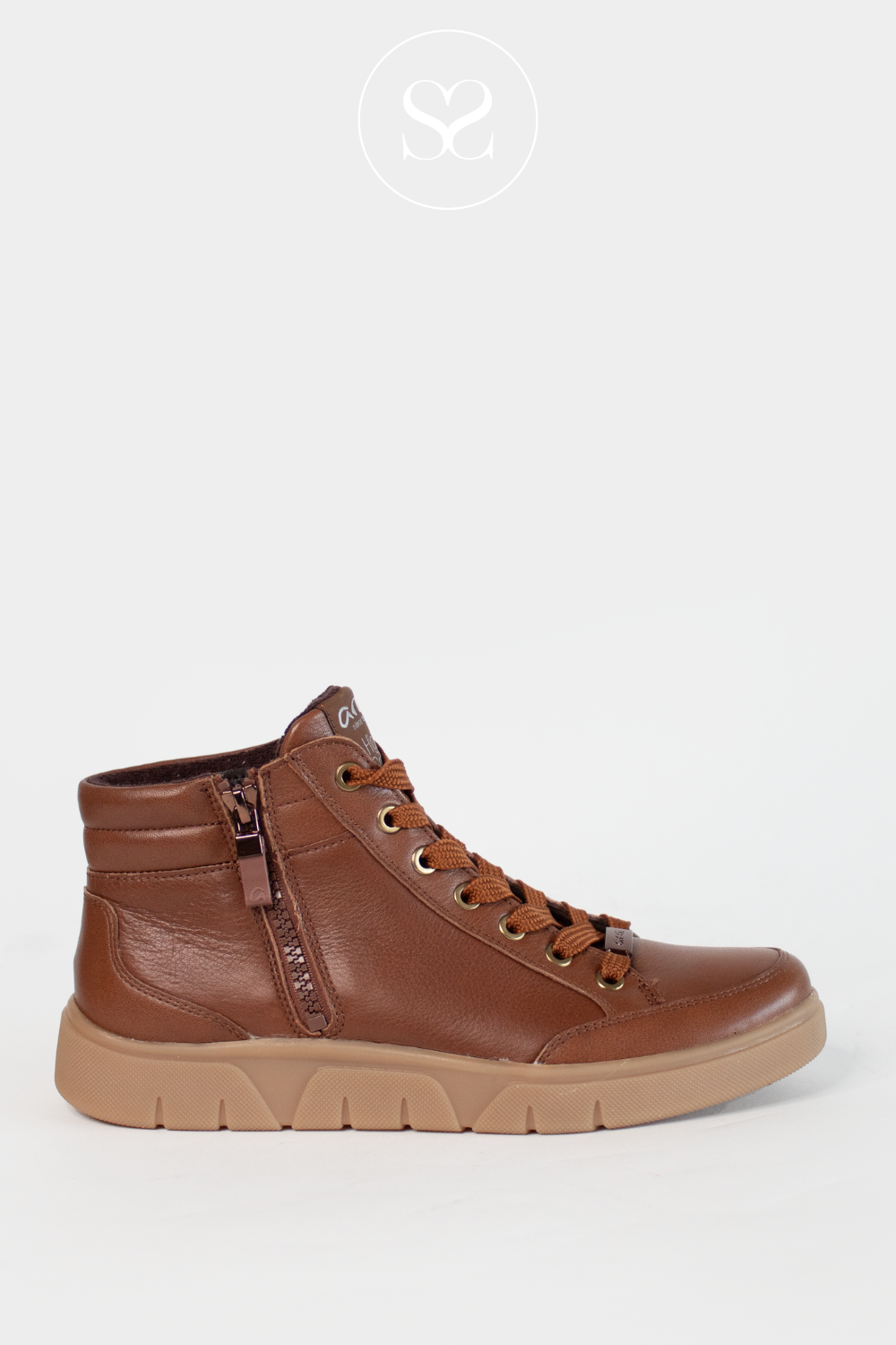 ARA 12 24451 TAN LEATHER HIGH TOP TRAINERS ARA SNEAKERS IRELAND