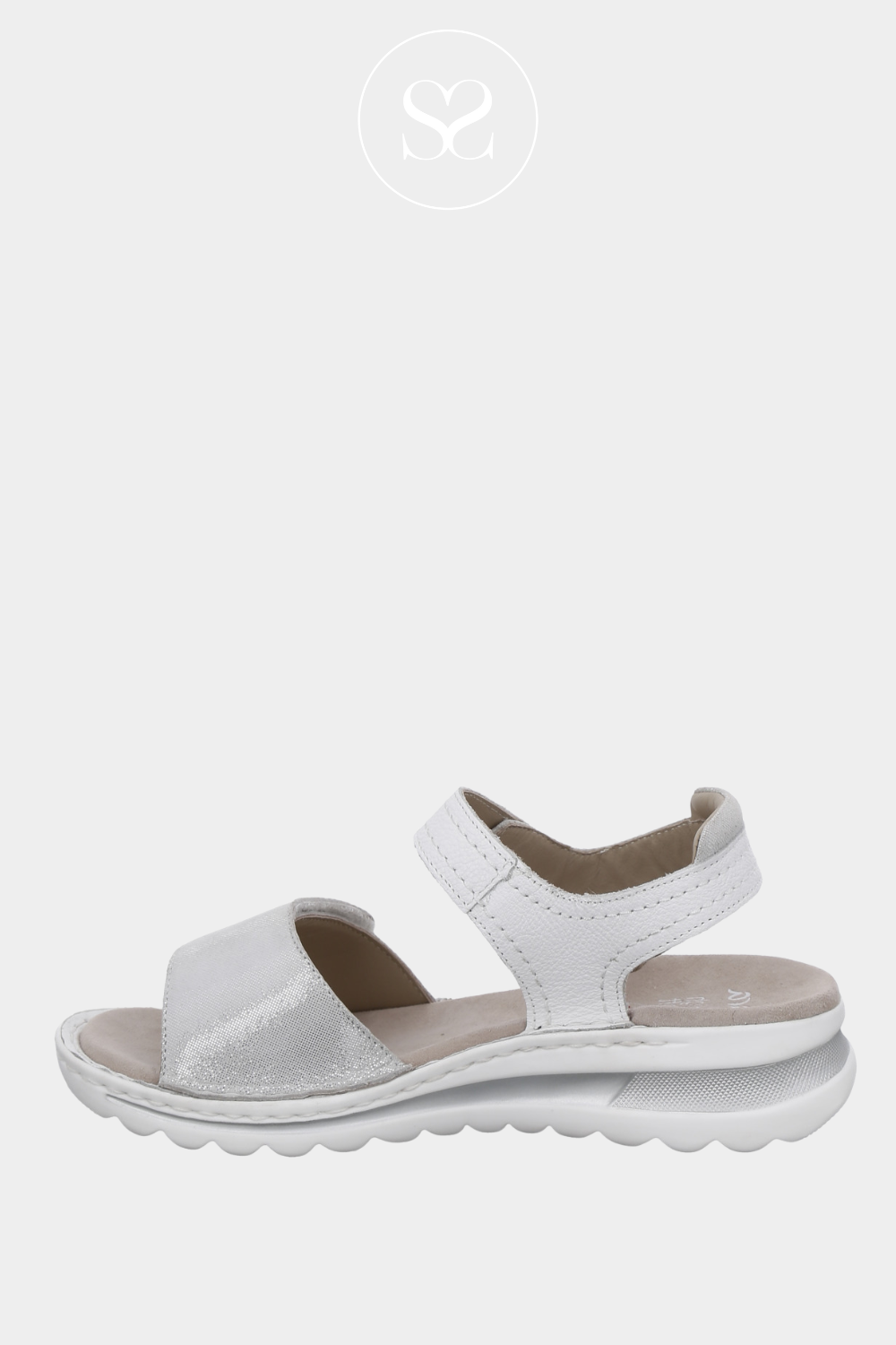 ARA 12-47207 WHITE LEATHER WEDGE WALKING SANDALS WITH TWO VELCRO STRAPSARA 12-47207 WHITE LEATHER WEDGE WALKING SANDALS WITH TWO VELCRO STRAPS