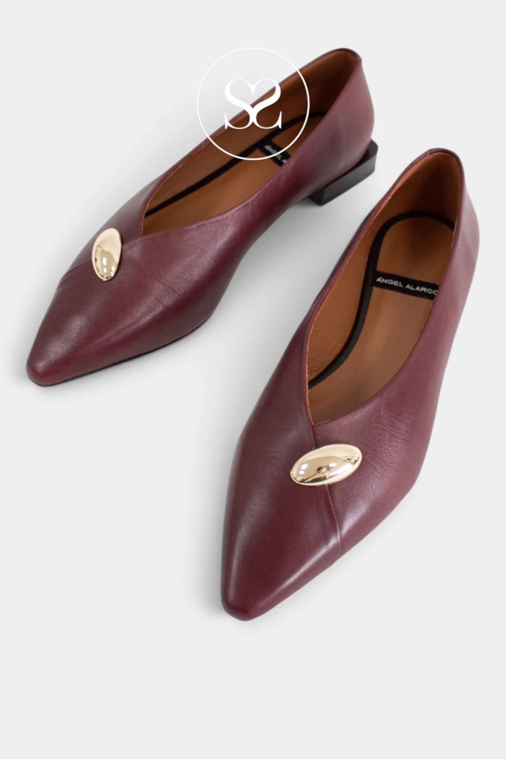 Angel Alarcon Burgundy Ballet Pumps - Elina 26505