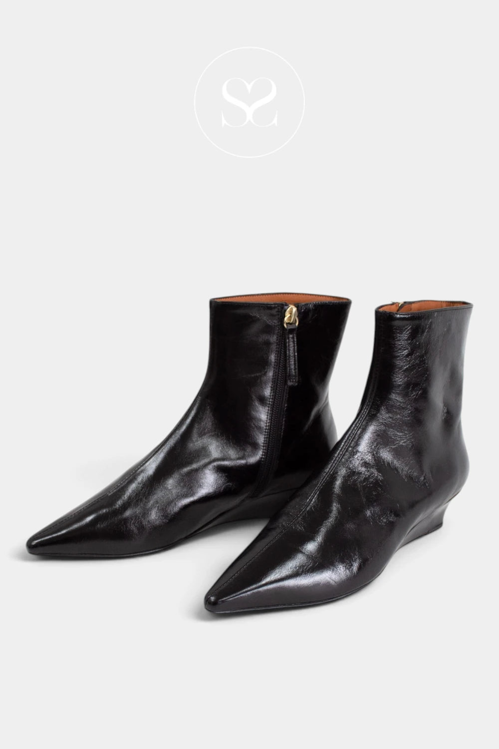 Angel Alarcon Black Slim Wedge Pointed Toe Boot - Dorothea 26531
