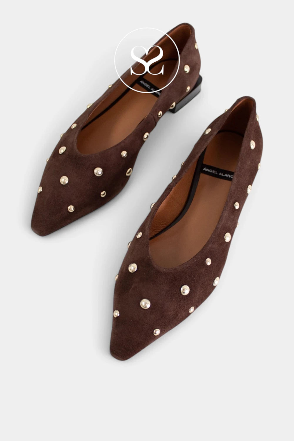 Angel Alarcon Brown Suede Studded Pumps - Hope 26507