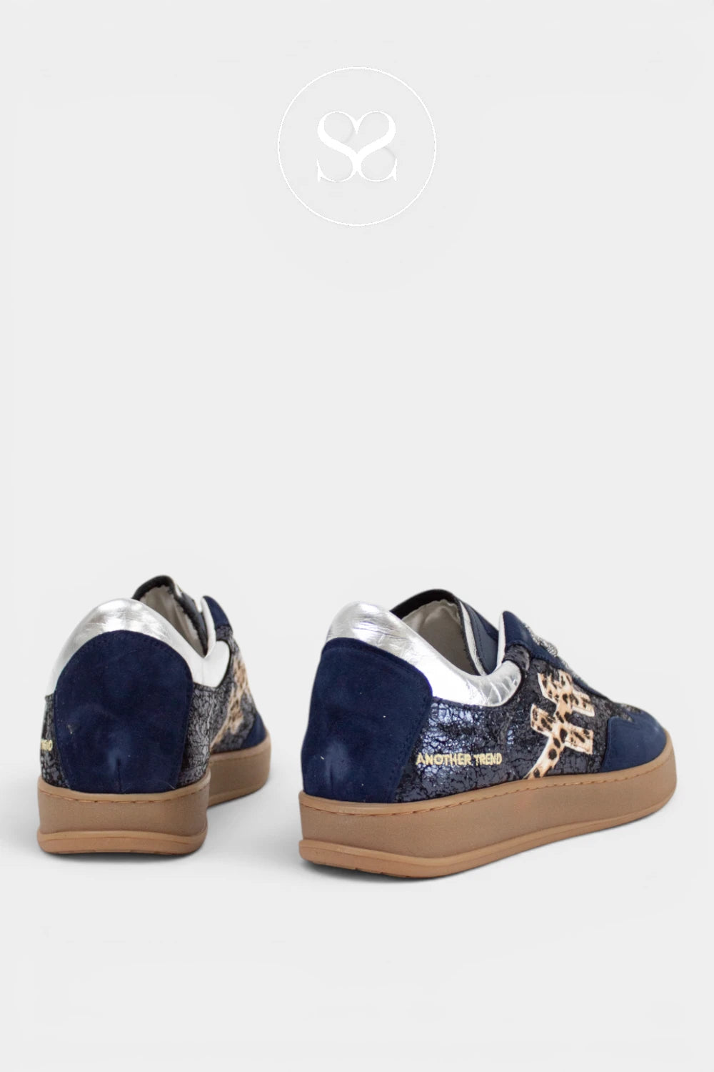 Womens another trend navy and silver metallic trainers for Women