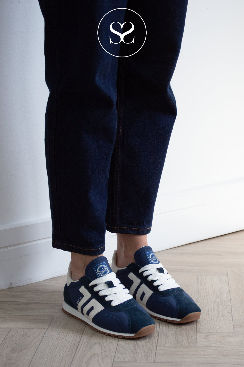 Navy suede retro trainers for women from Back 70