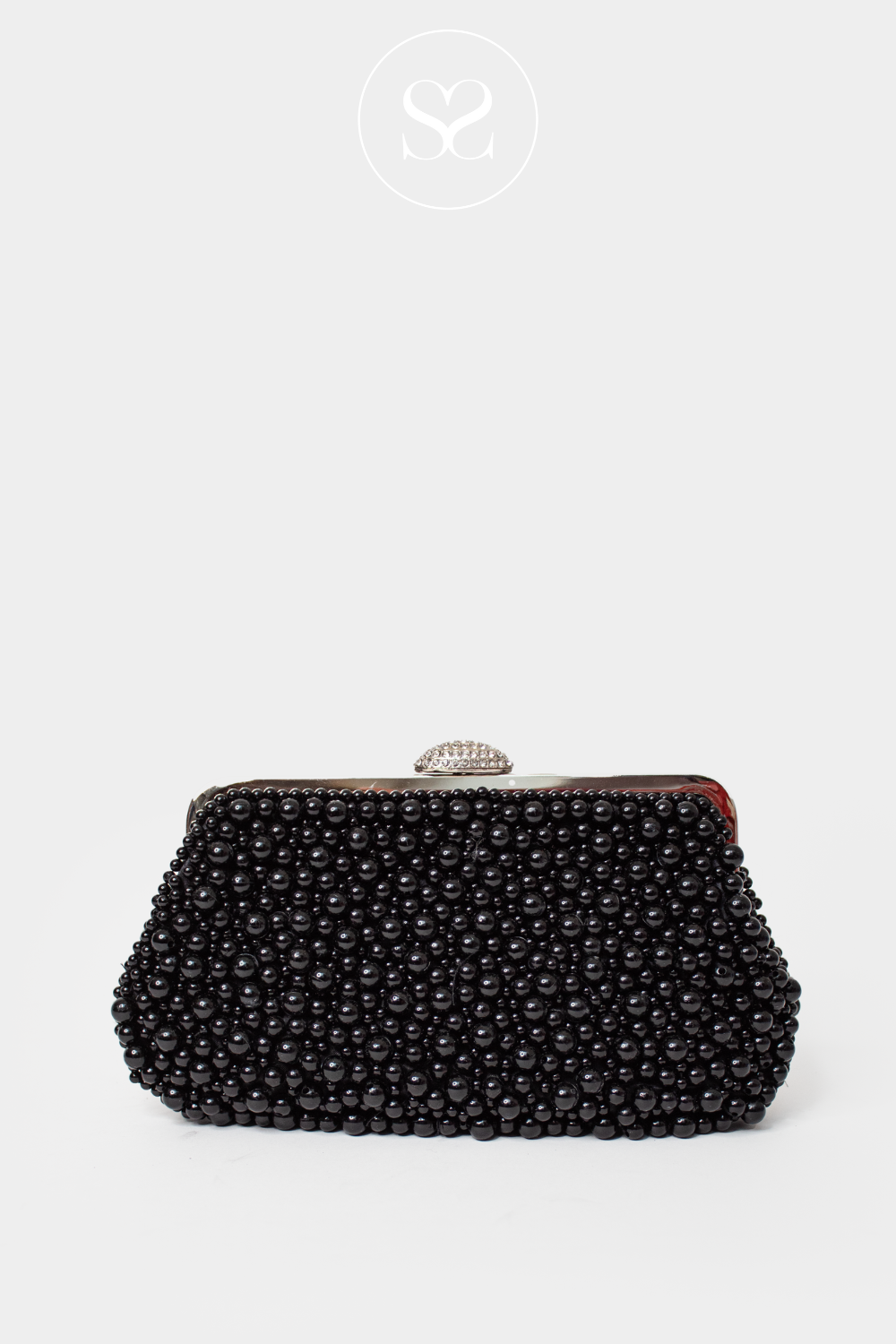 LAX MZ4553 BLACK BEADED CLUTCH BAG