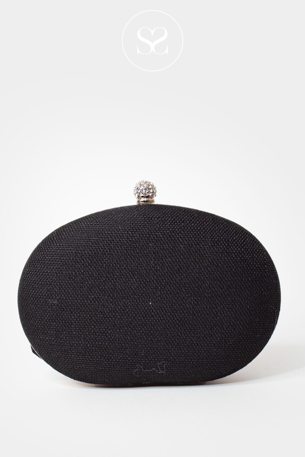 BLACK OVAL CLUTCH BAG