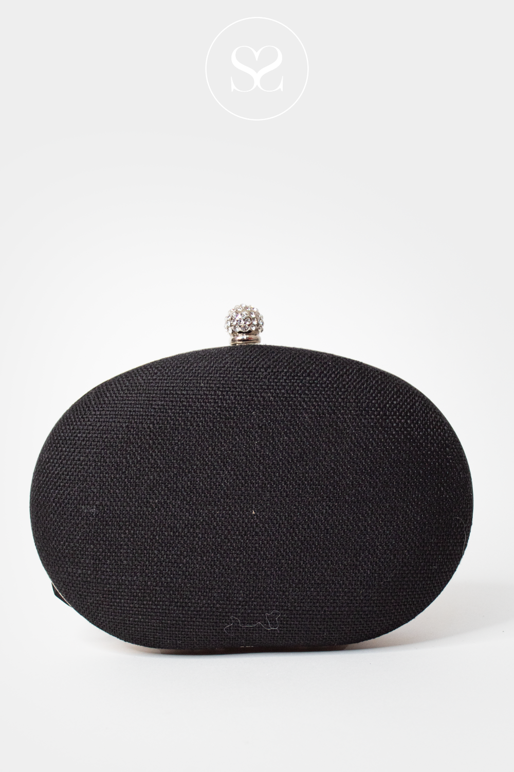 LAX LK5861 BLACK FABRIC CLUTCH WITH PEARL WRIST STRAP