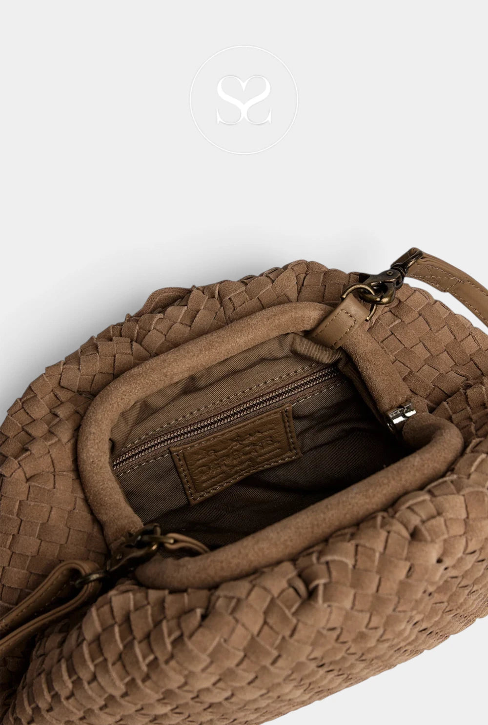 Depeche Taupe Braided Suede Clutch Bag - 17308