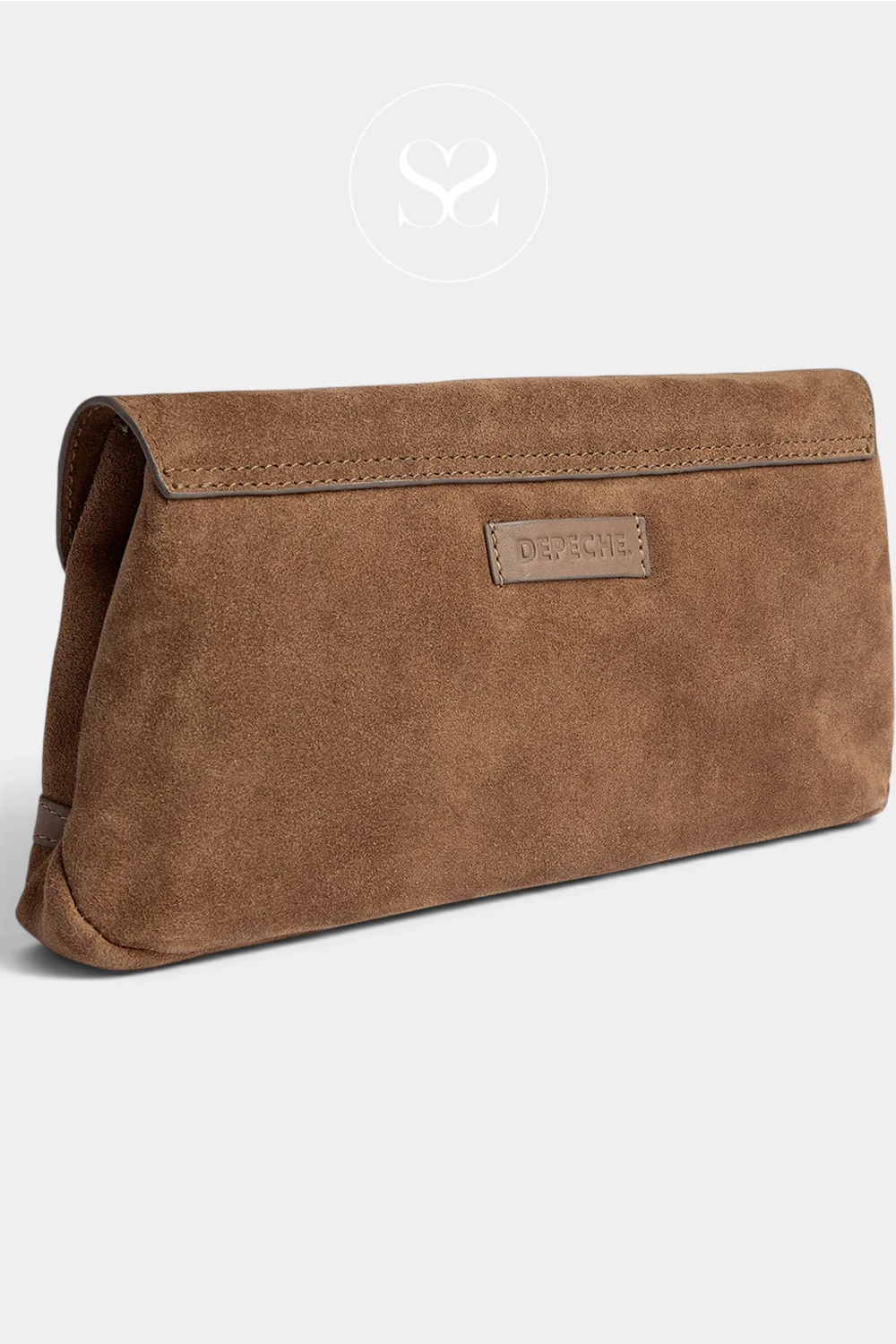 Depeche Taupe Suede Envelope Clutchbag - 17428