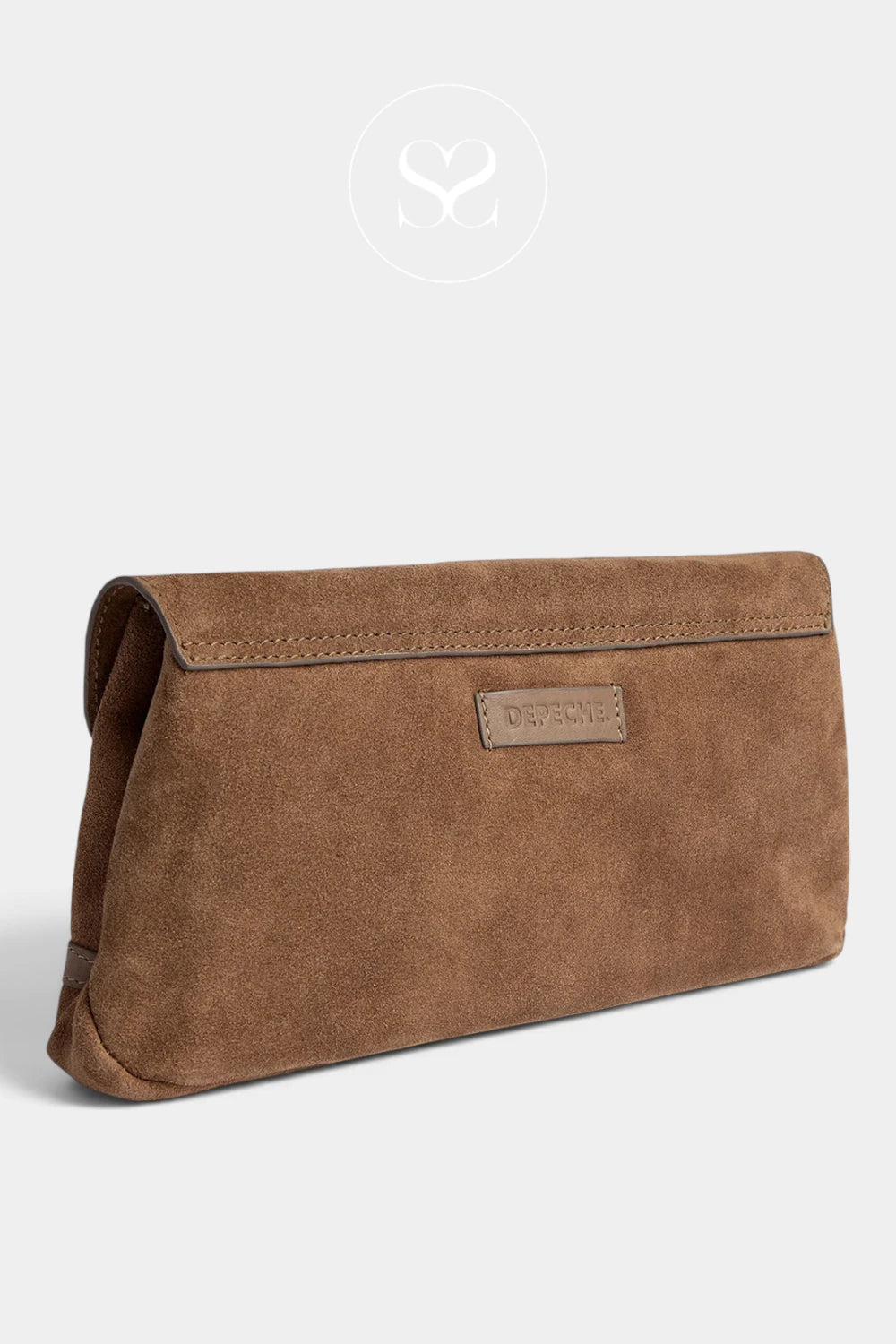 Depeche Taupe Suede Envelope Clutchbag - 17428