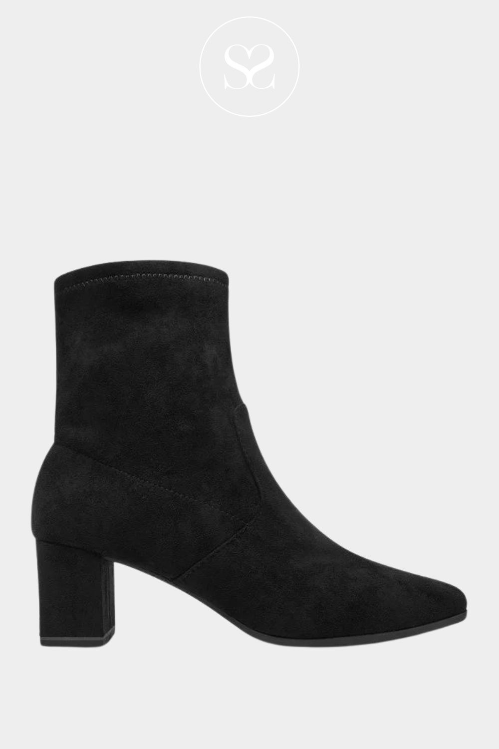 CAPRICE 9 25354 41 BLACK STRETCH BLOCK HEEL BOOTS