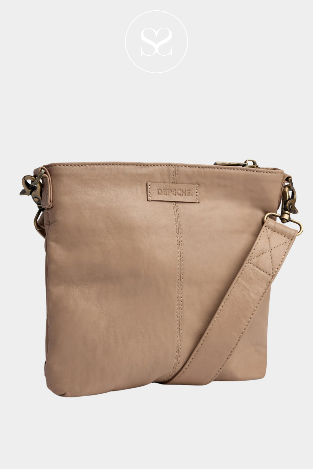 DEPECHE 15350 LATTE LEATHER CROSSBODY BAG