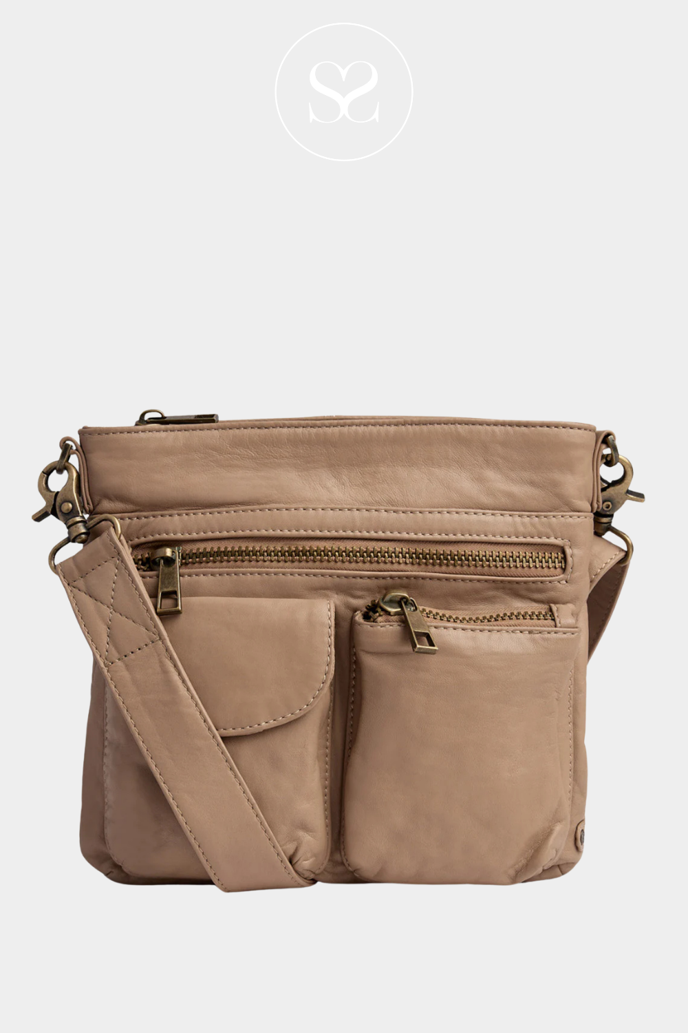 DEPECHE 15350 LATTE LEATHER CROSSBODY BAG