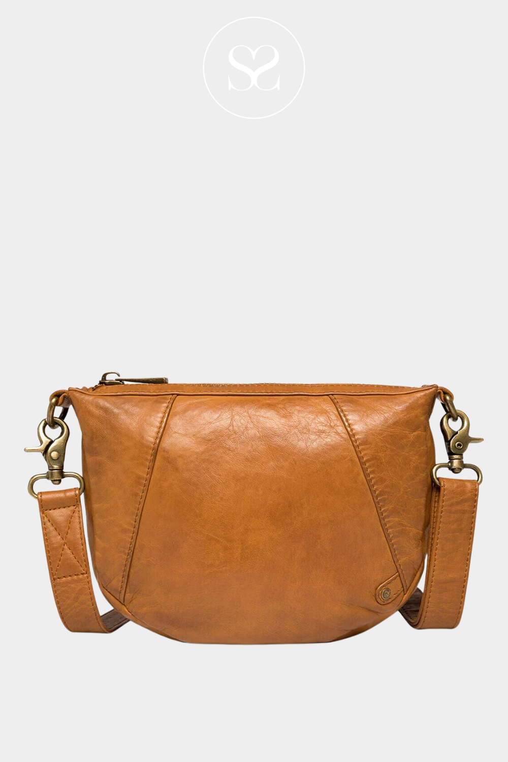 Tan leather crossover sales bag