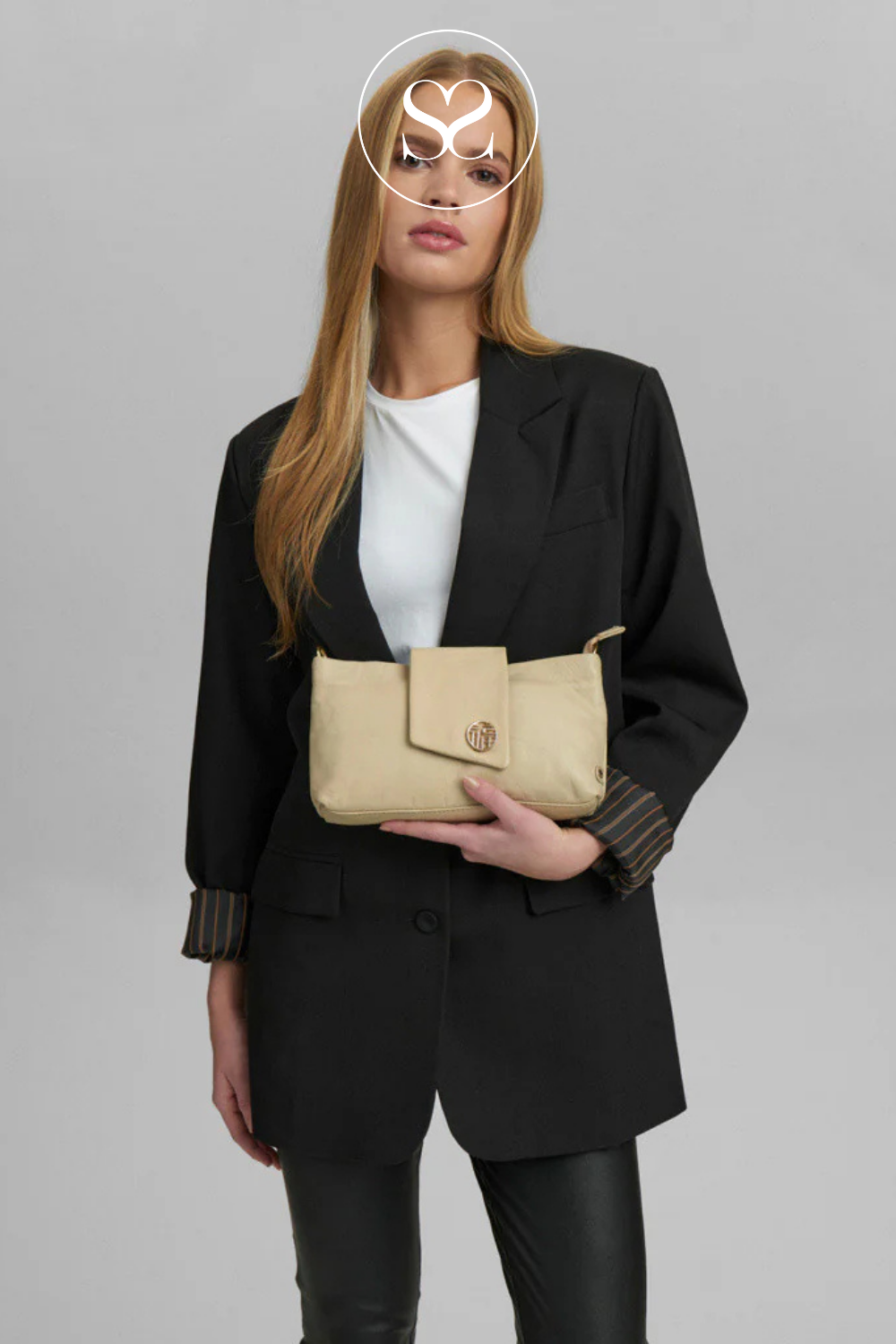 DEPECHE 16522 SAND LEATHER CLUTCH BAG