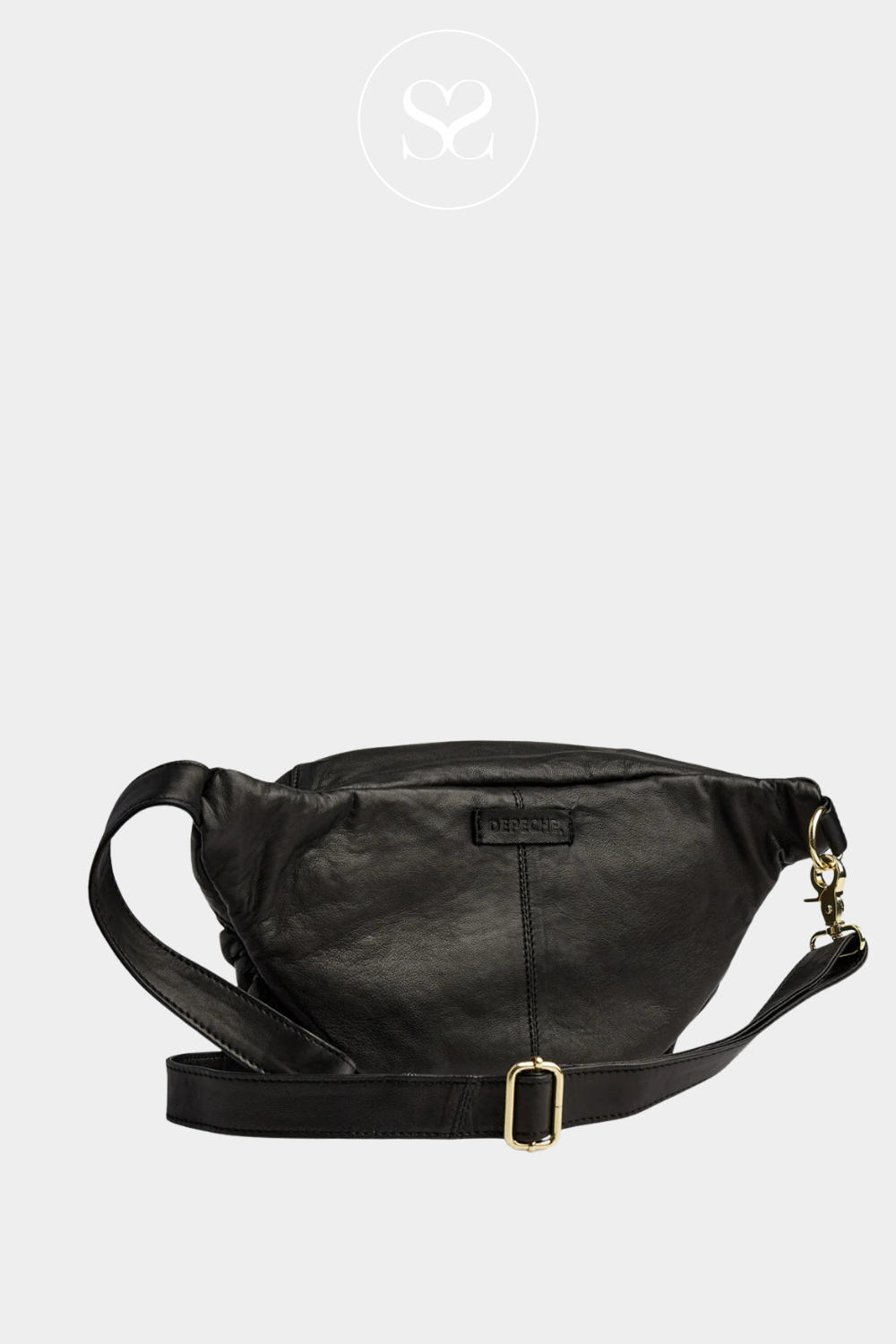 DEPECHE 16576 BLACK LEATHER BUMBAG WITH ADJUSTABLE STRAP