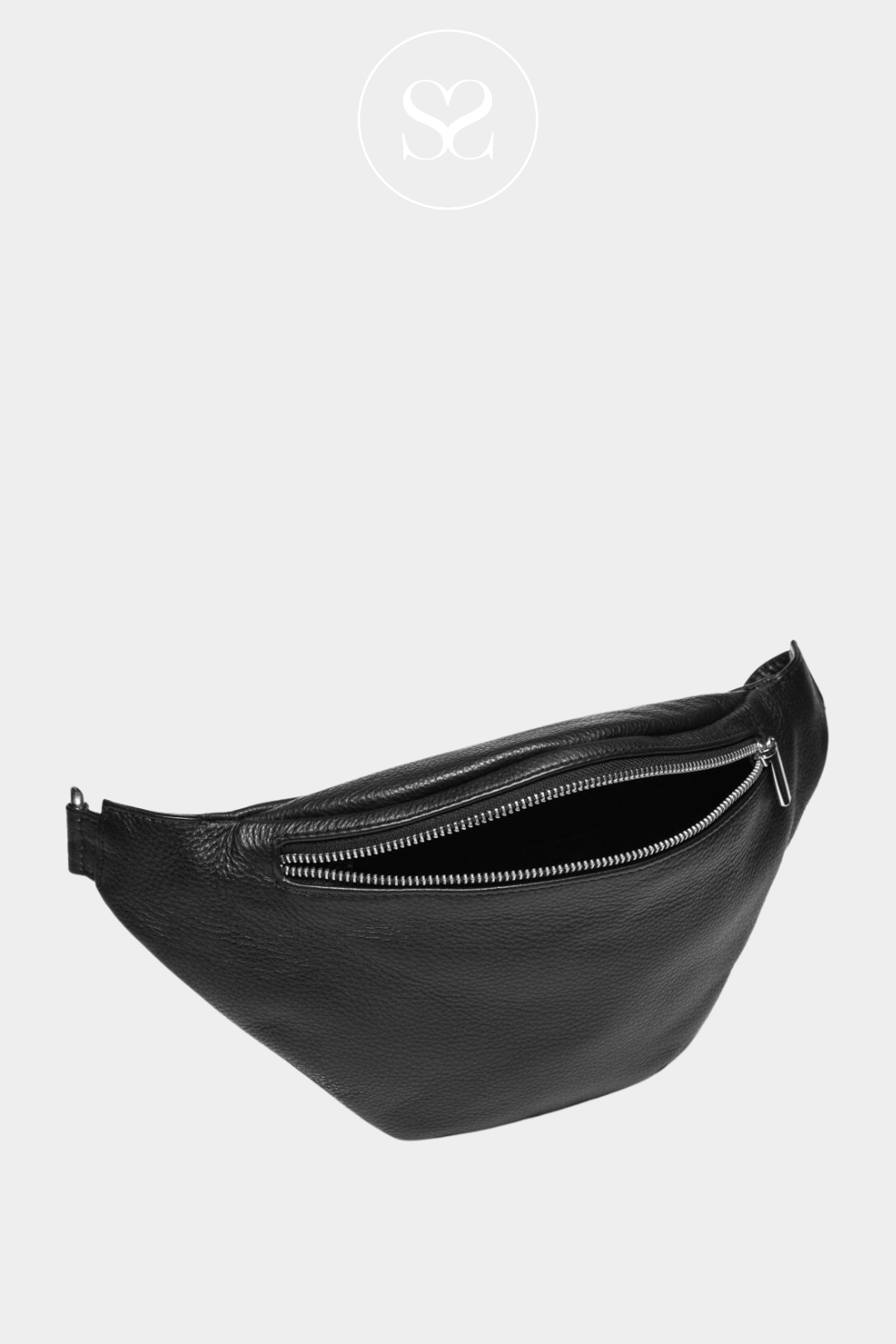 DEPECHE 12556 BLACK LEATHER CROSSBODY BUM BAG